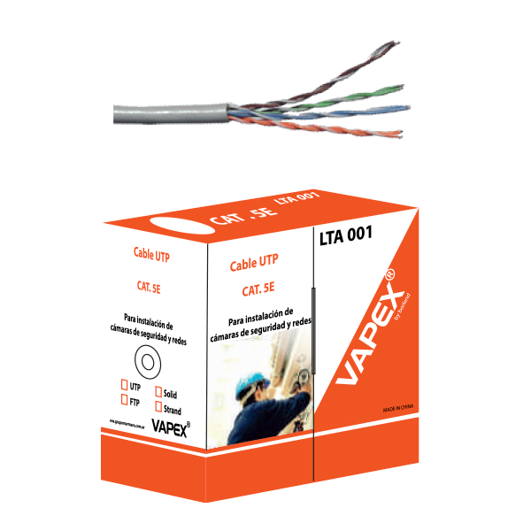CABLE UTP CAT. 5E GRIS 305M INTERIOR VAPEX