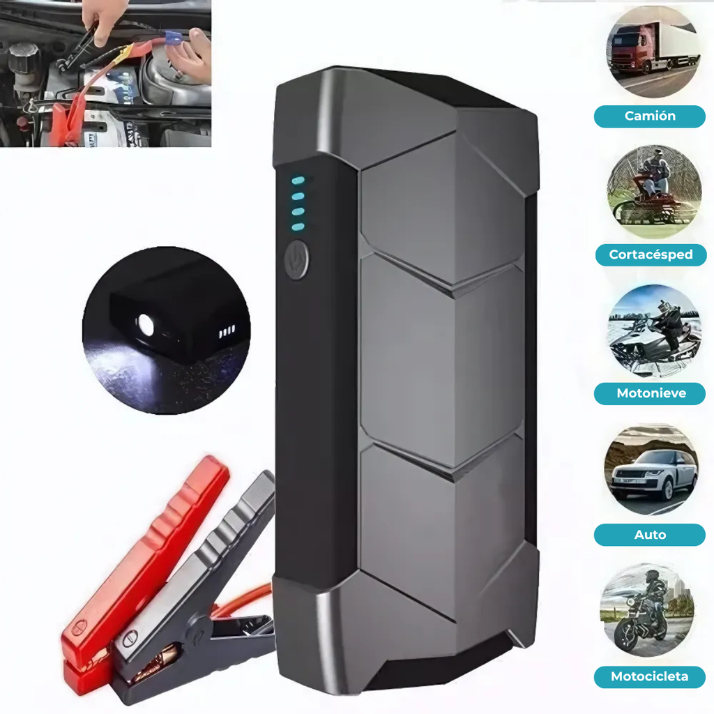 CARGADOR ARRANCADOR DE BATERIA RECARGABLE PARA AUTO Y MOTO