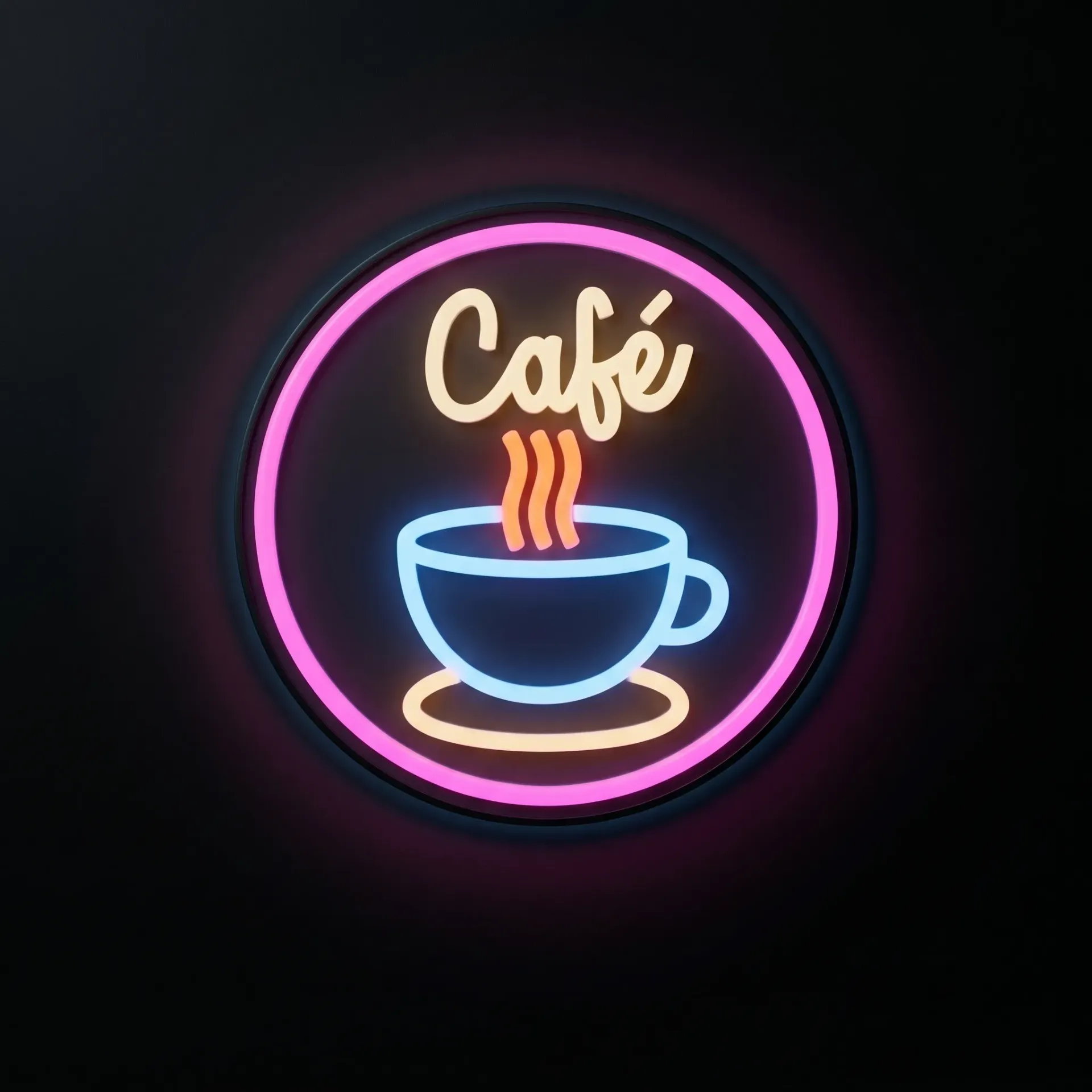 CARTEL CAFE CON EFECTO NEON