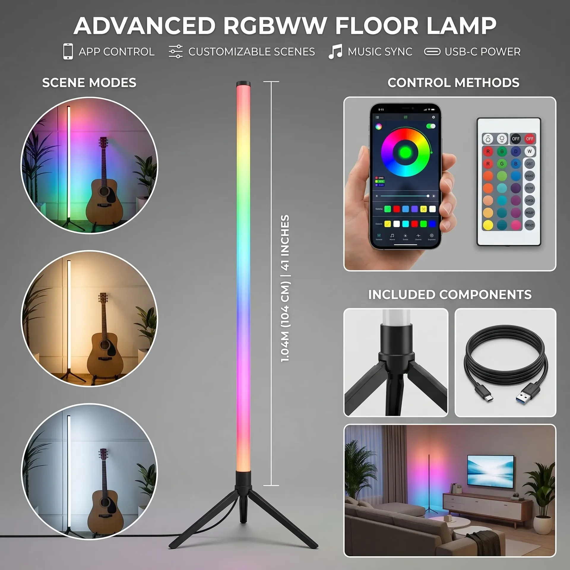 [LED83019] LUZ RGB ESQUINERO 104CM CON CONTROL WIFI