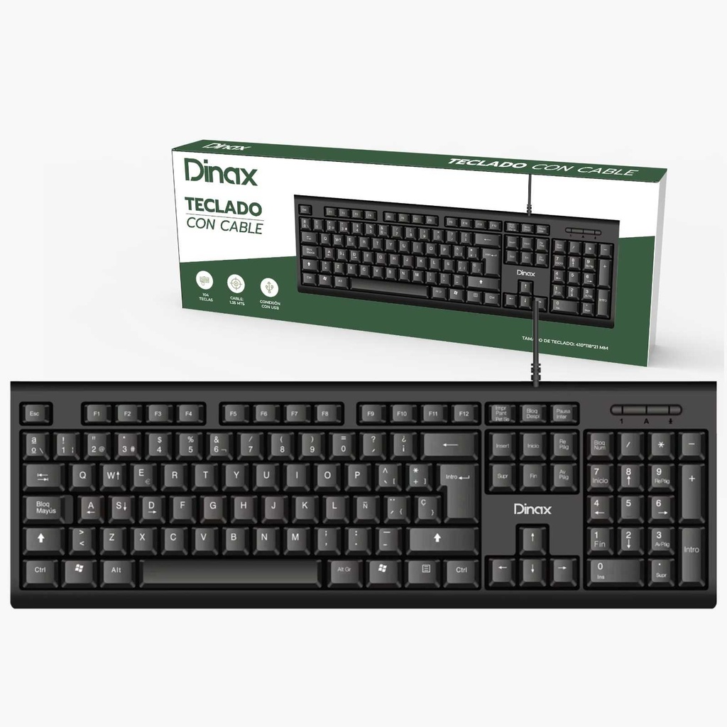 TECLADO CON CABLE USB DINAX