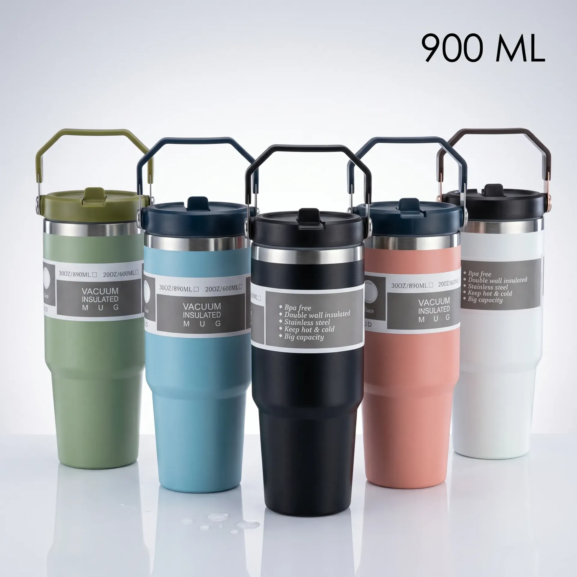 VASO TERMICO 900ML CON TAPA MANIJA Y SORBETE