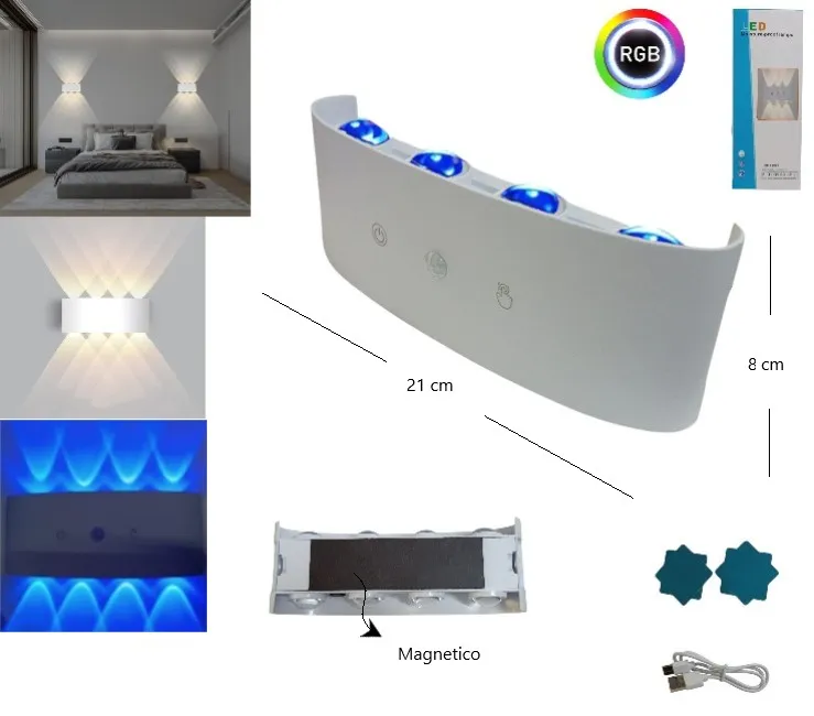 LED DE PARED BIDIRECCIONAL RGB C/SENSOR