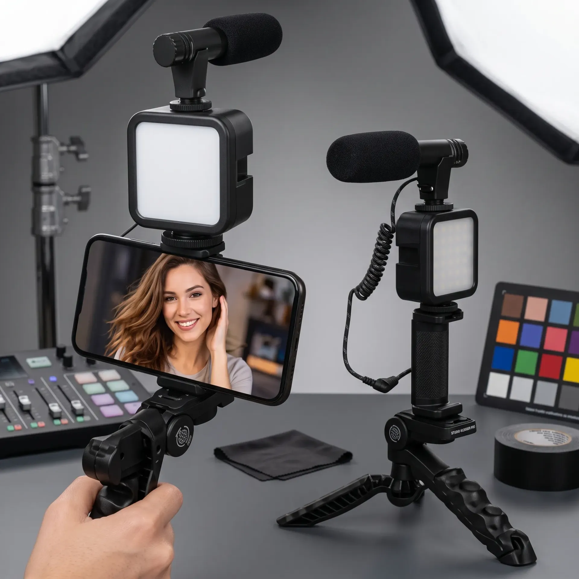 TRIPODE CON LUZ LED Y MICROFONO PARA VIDEOS