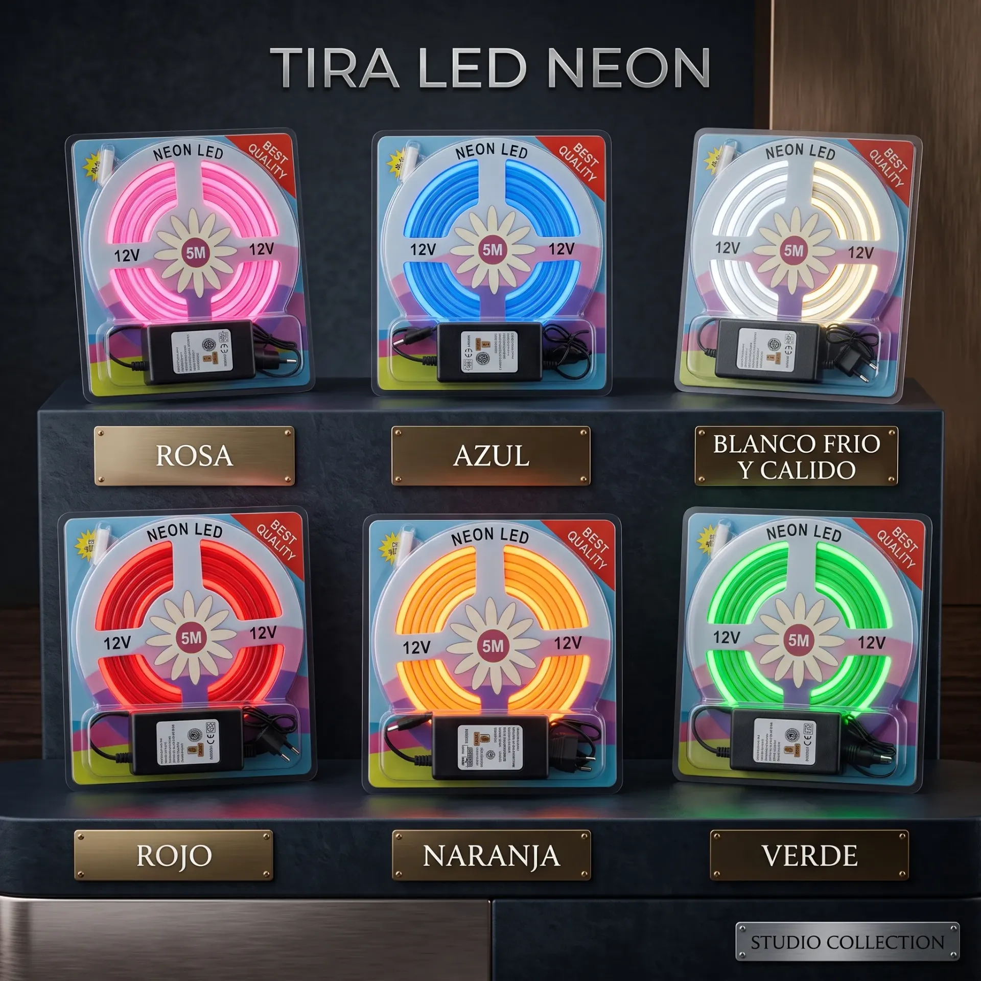 TIRA DE LED NEON 5MTS CON FUENTE COLORES VARIOS
