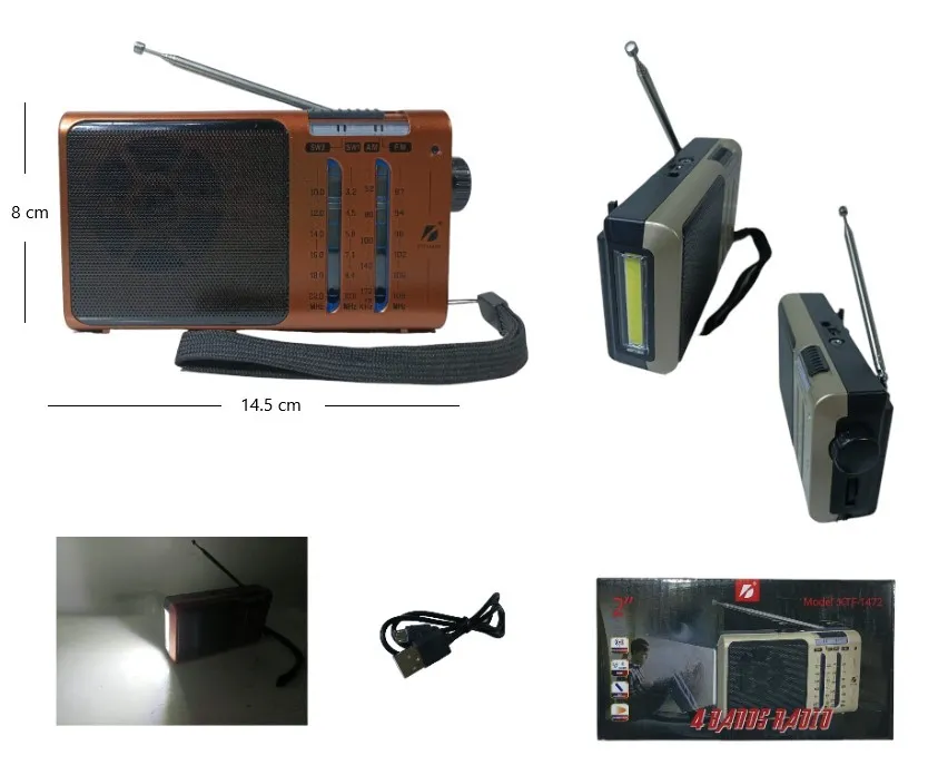RADIO AM/FM RECARGABLE CON LINTERNA