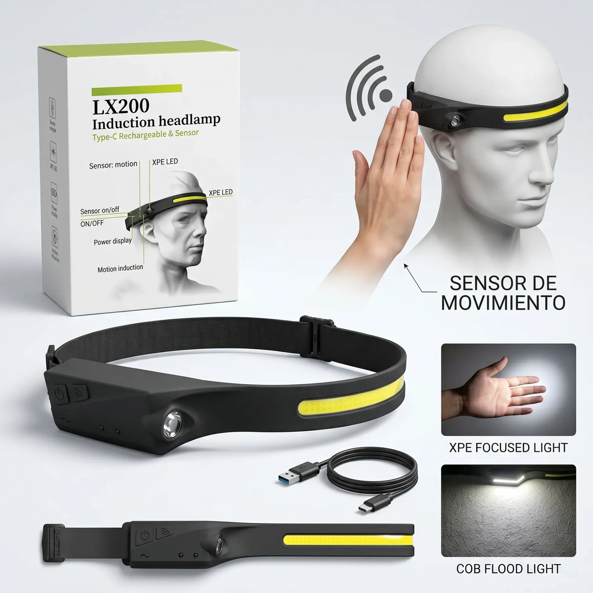 [LX200] LINTERNA MINERA DE LED CON SENSOR