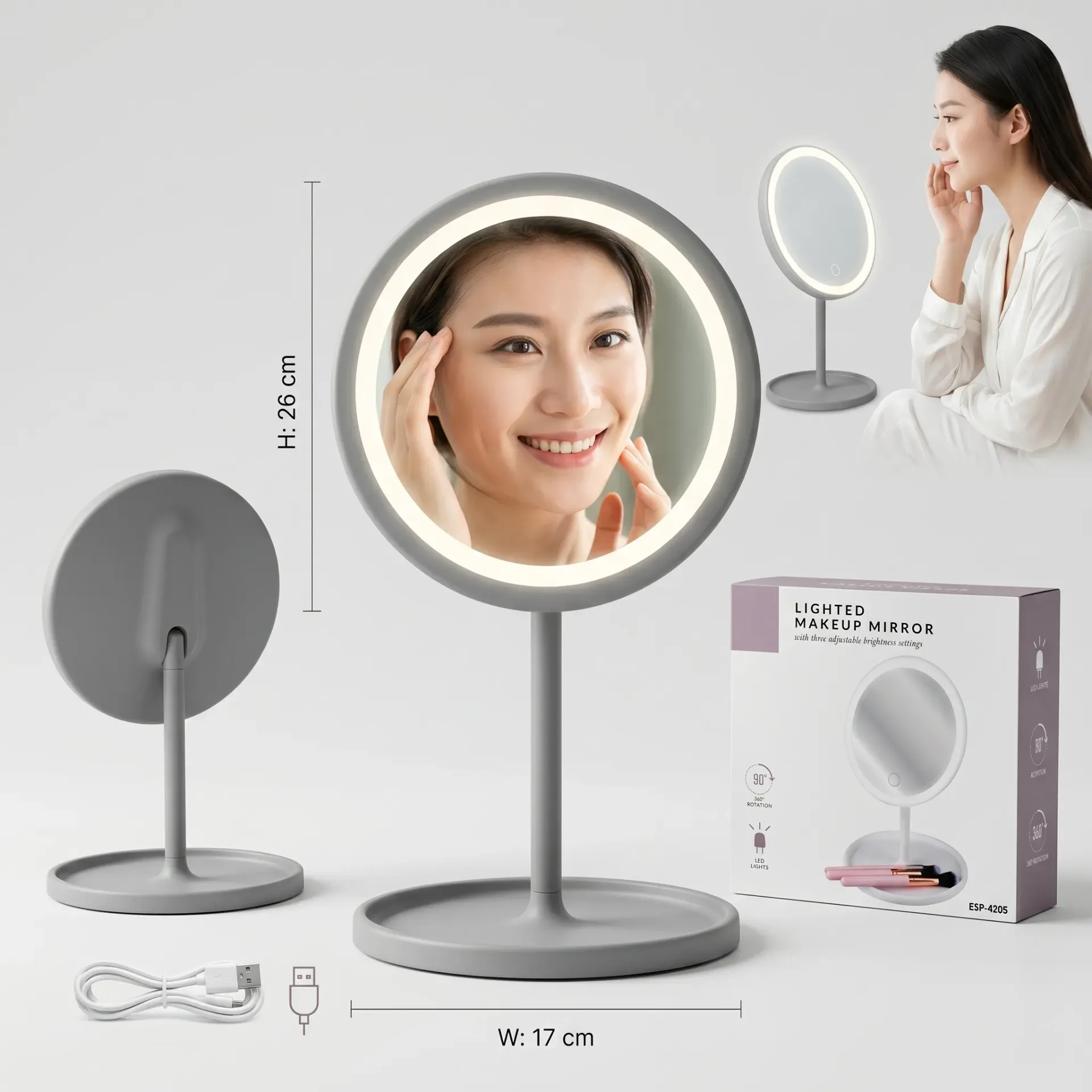 [AIEM010100B ESP4205 ESP91047] ESPEJO DE MAQUILLAJE CON LUCES LED