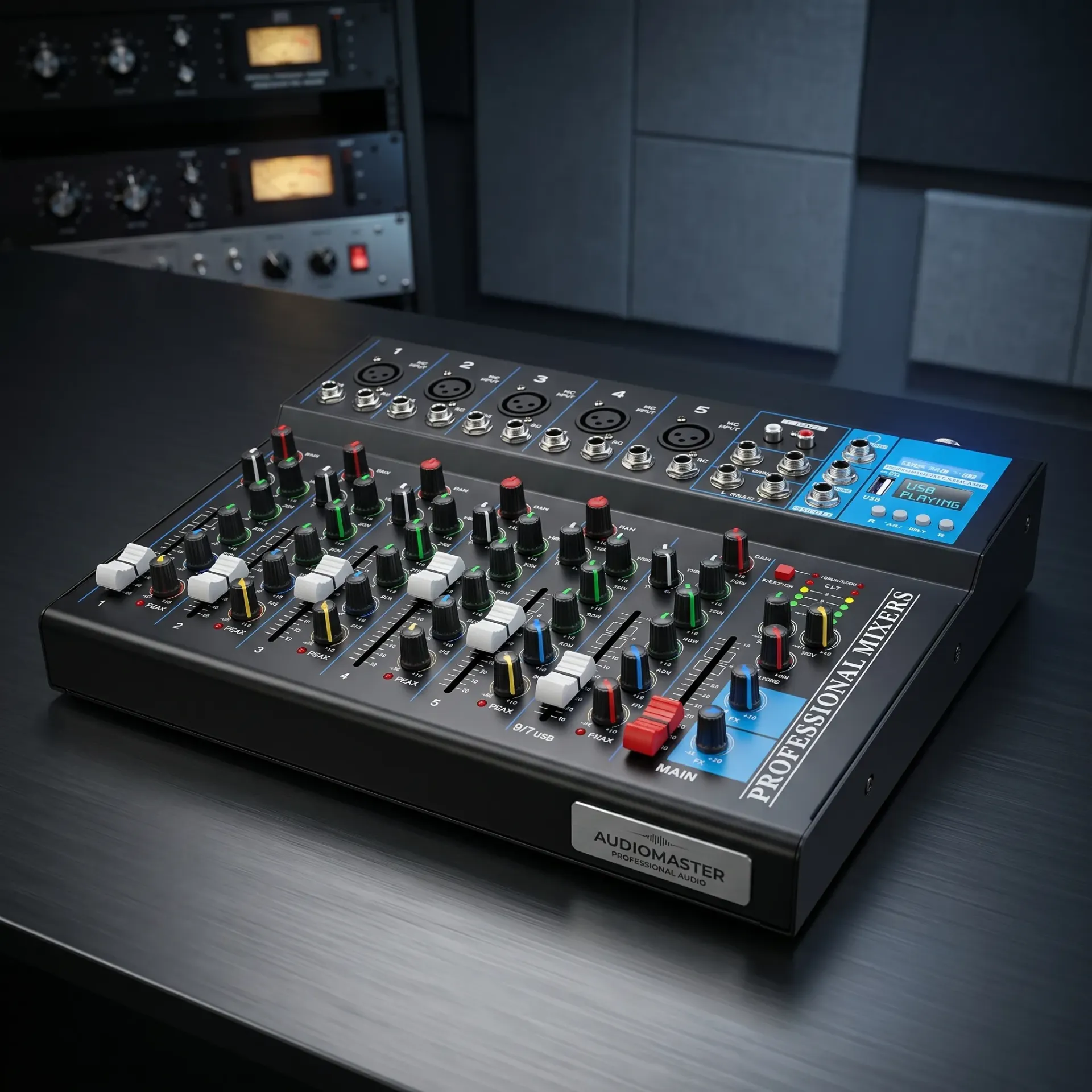 MIXER MEZCLADORA 7 CANALES CON BLUETOOTH Y FUENTE