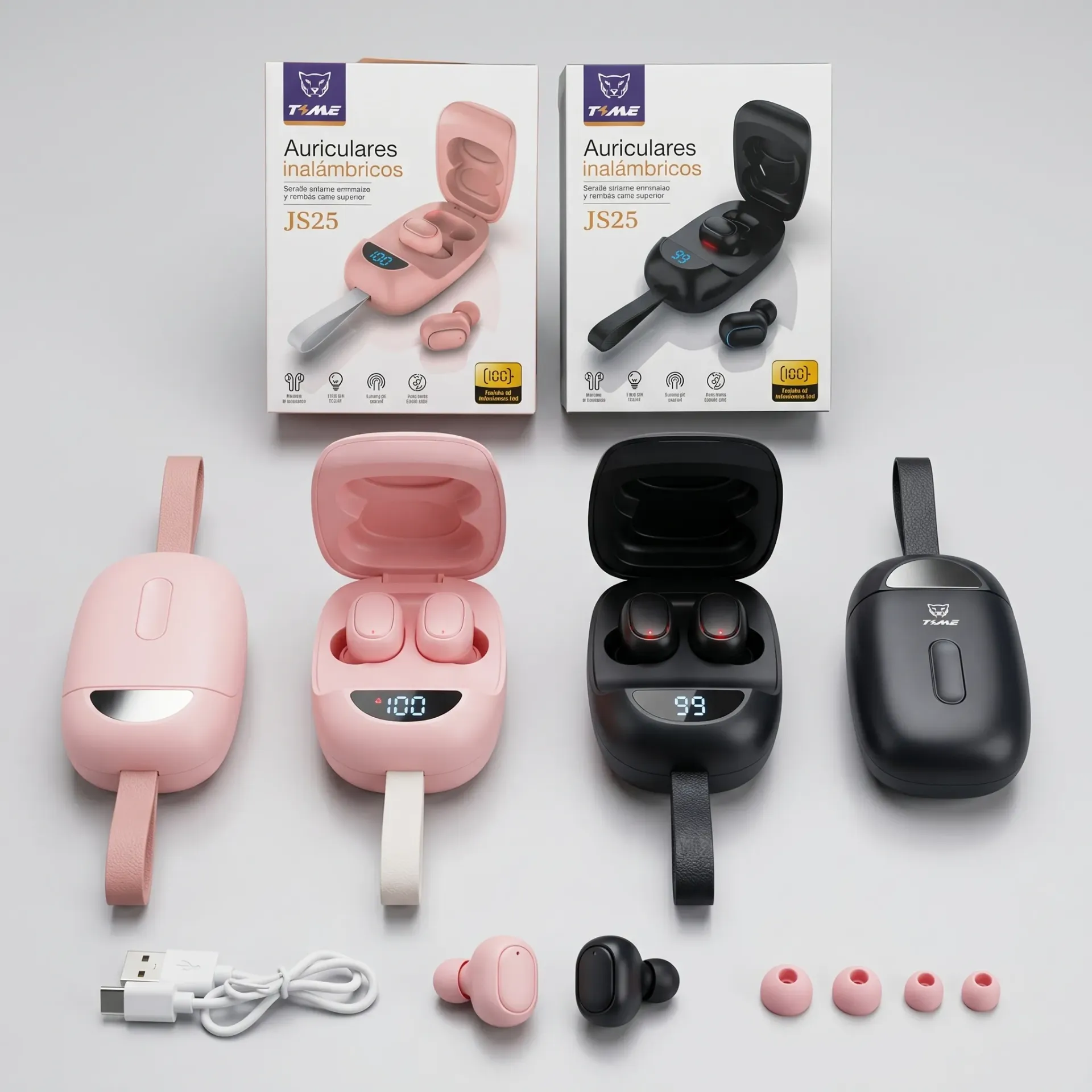 AURICULAR BLUETOOTH TIME BLANCO - NEGRO - ROSA