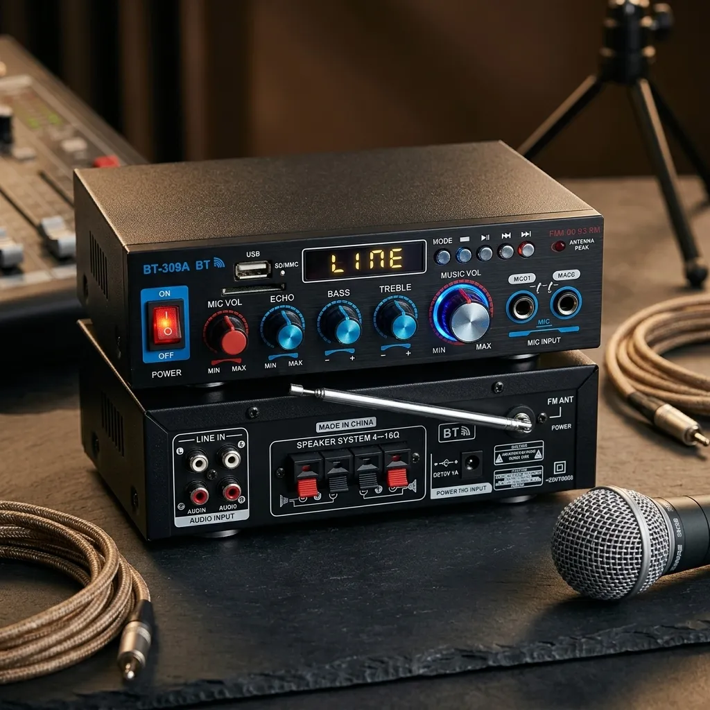 [BT309] AMPLIFICADOR 80WATTS BLUETOOTH USB FM 220V Y 12V