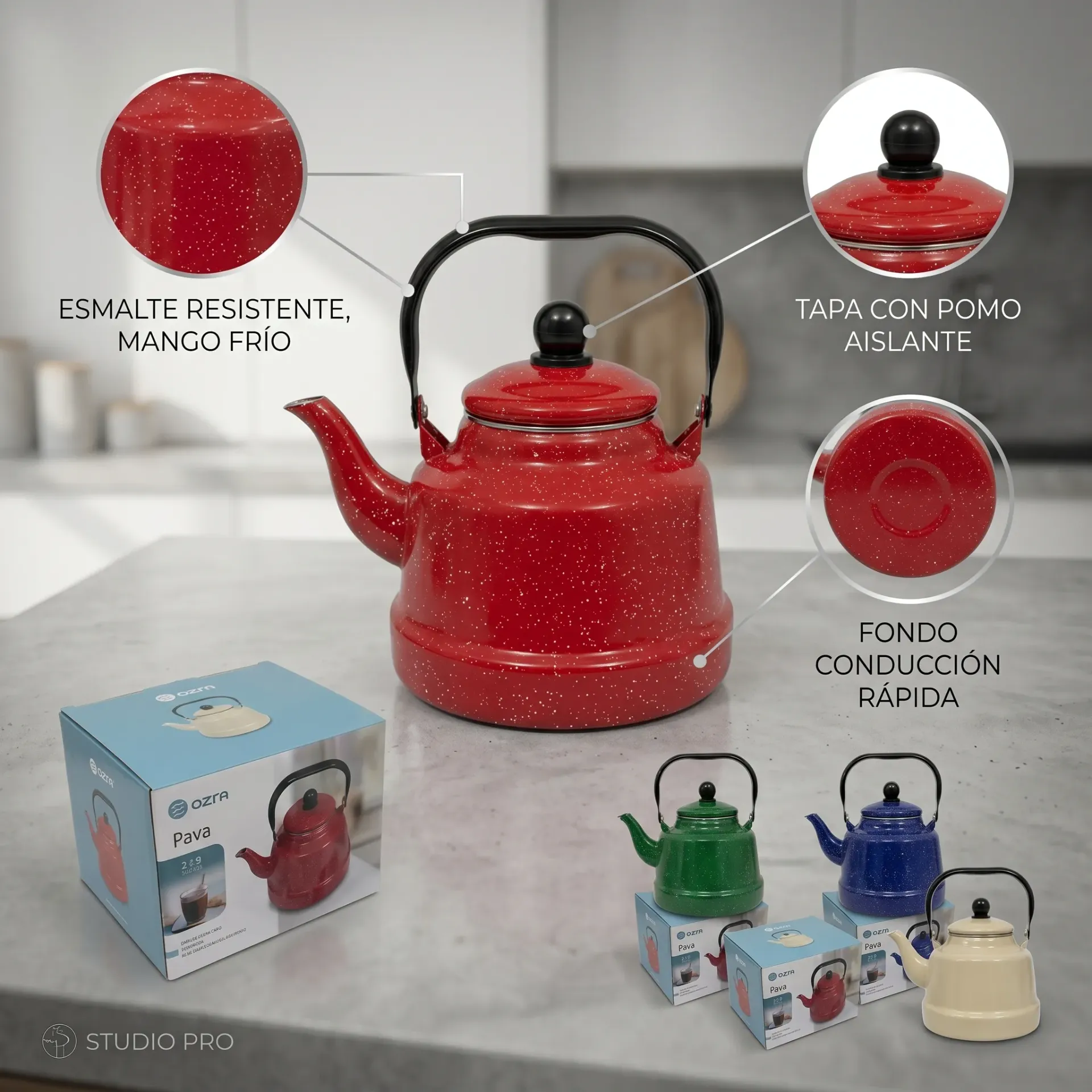 PAVA VINTAGE CON ACABADO ESMALTADO 1,7L