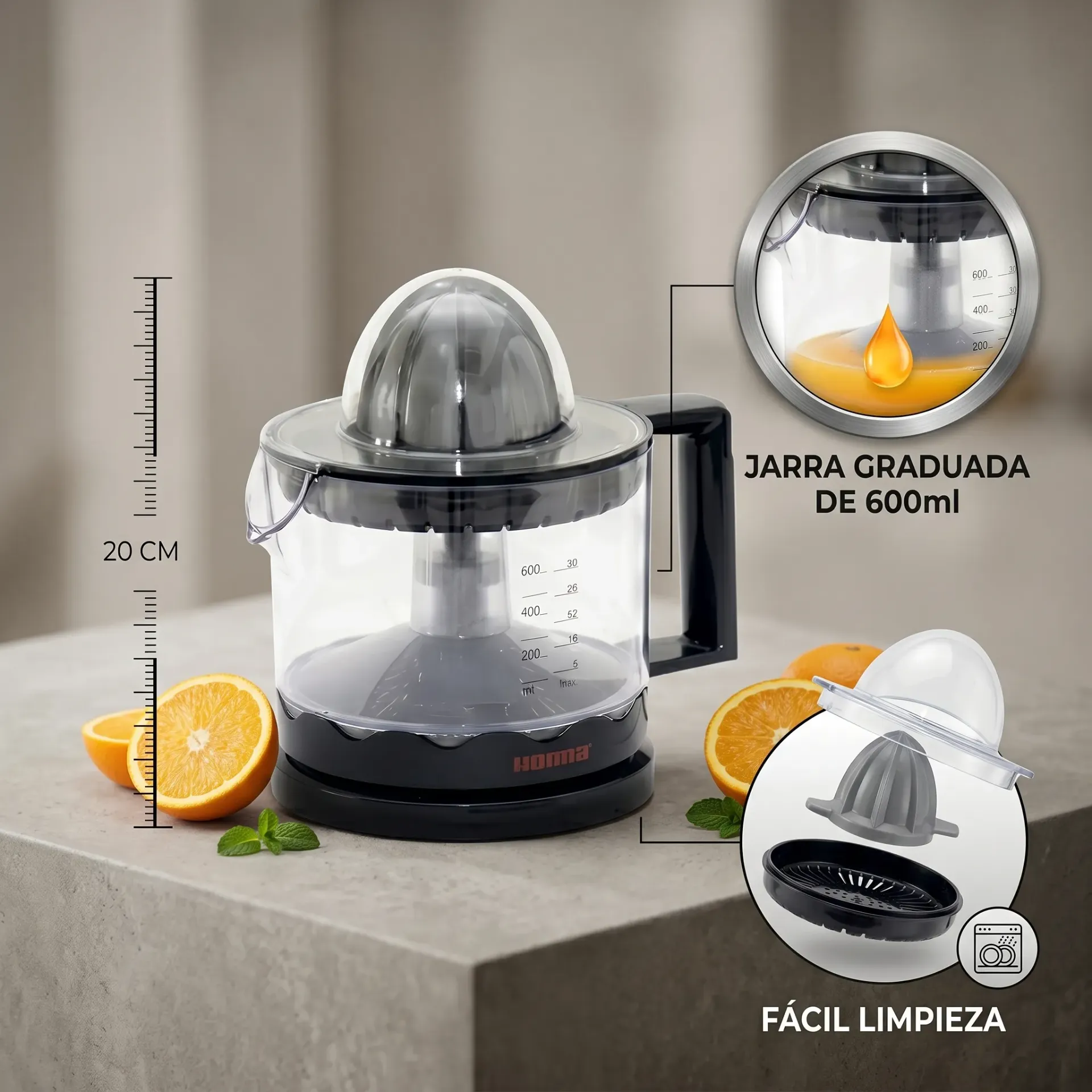 EXPRIMIDOR DE JUGO ELECTRICO 600ML