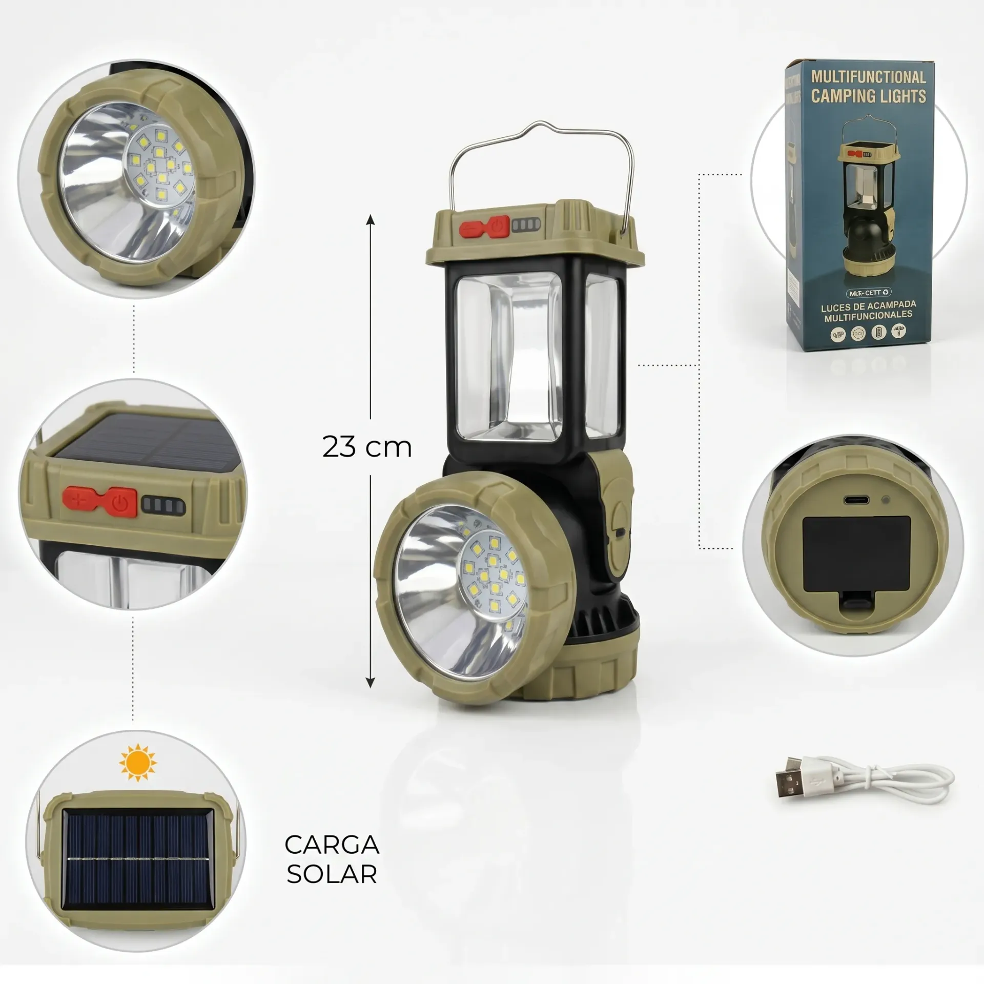 LINTERNA CAMPING SOLAR MULTIFUNCION