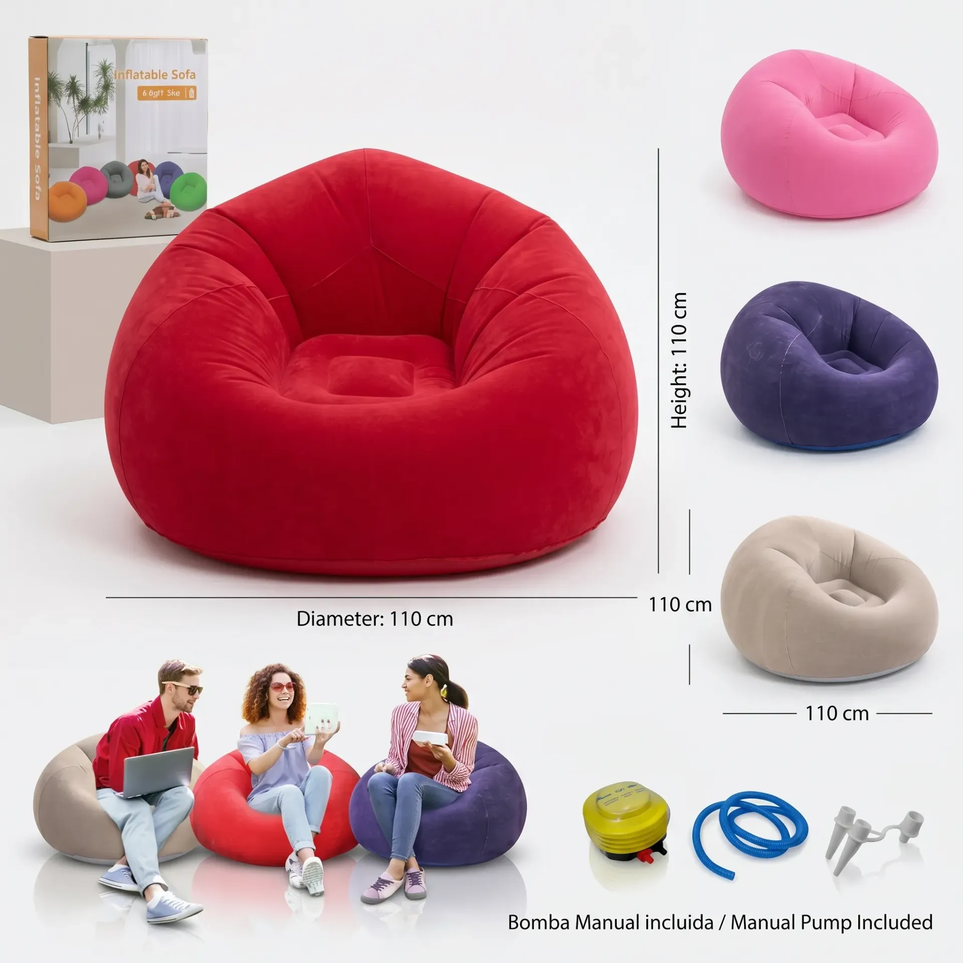 SILLON INFLABLE PUFF CON INFLADOR