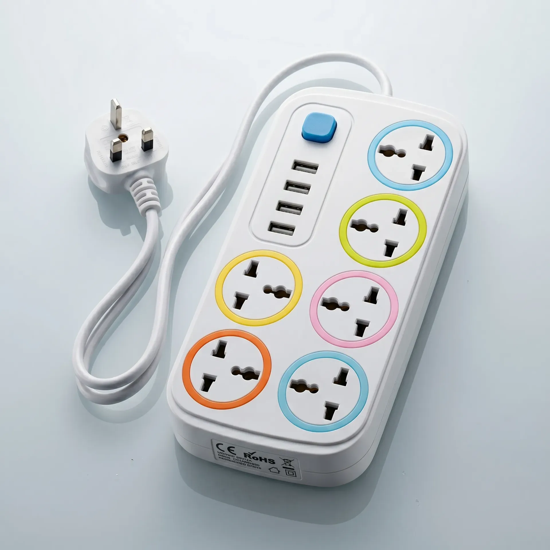 ZAPATILLA 6 TOMAS DE 2MTS+ 4 PUERTOS USB