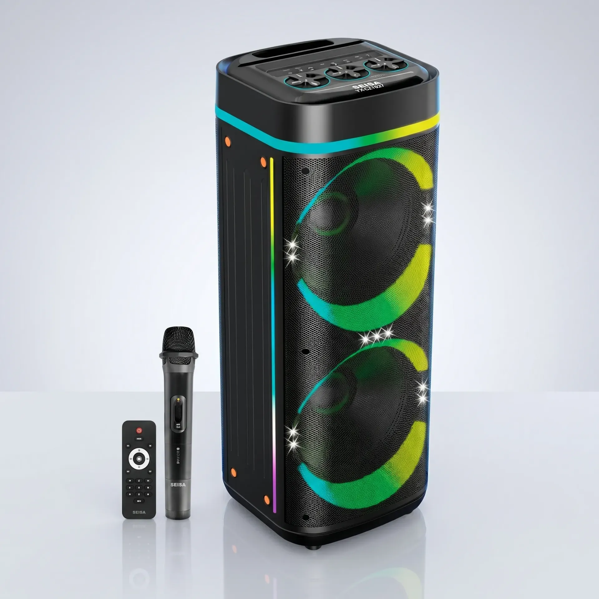 [YXC21027] PARLANTE TORRE  2 X 12" + MICROFONO INALAMBRICO