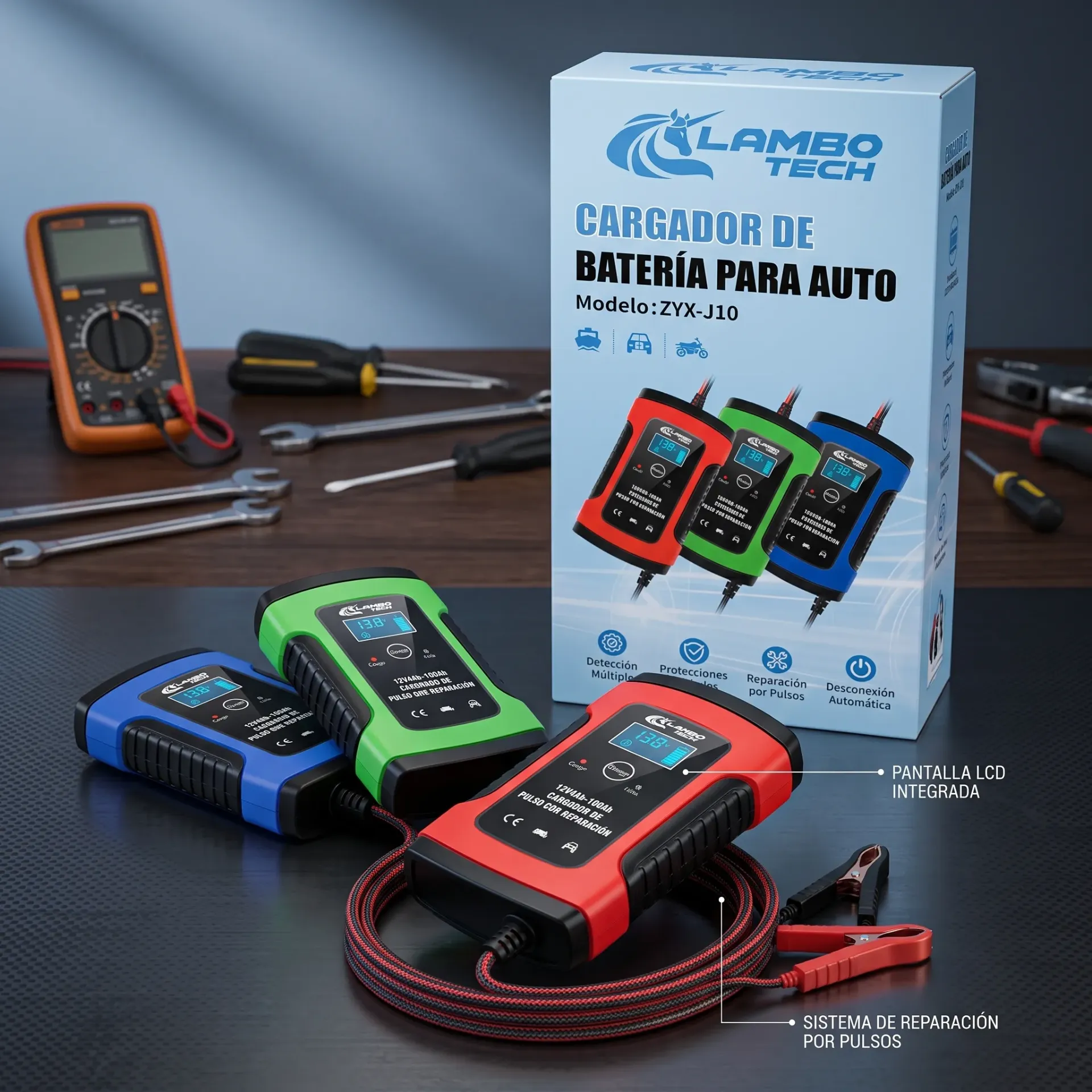 CARGADOR DE BATERIA PARA AUTO PORTATIL INALAMBRICO
