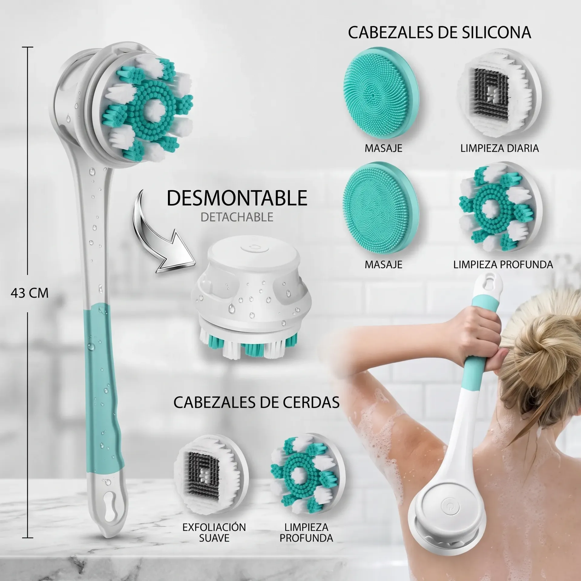 CEPILLO DE BAÑO EN SET RECARGABLE