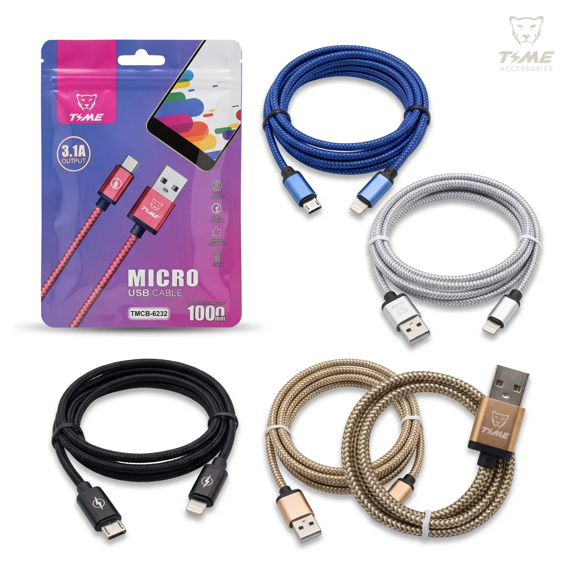 CABLE V8 EN BOLSA TIME 3,1AMP