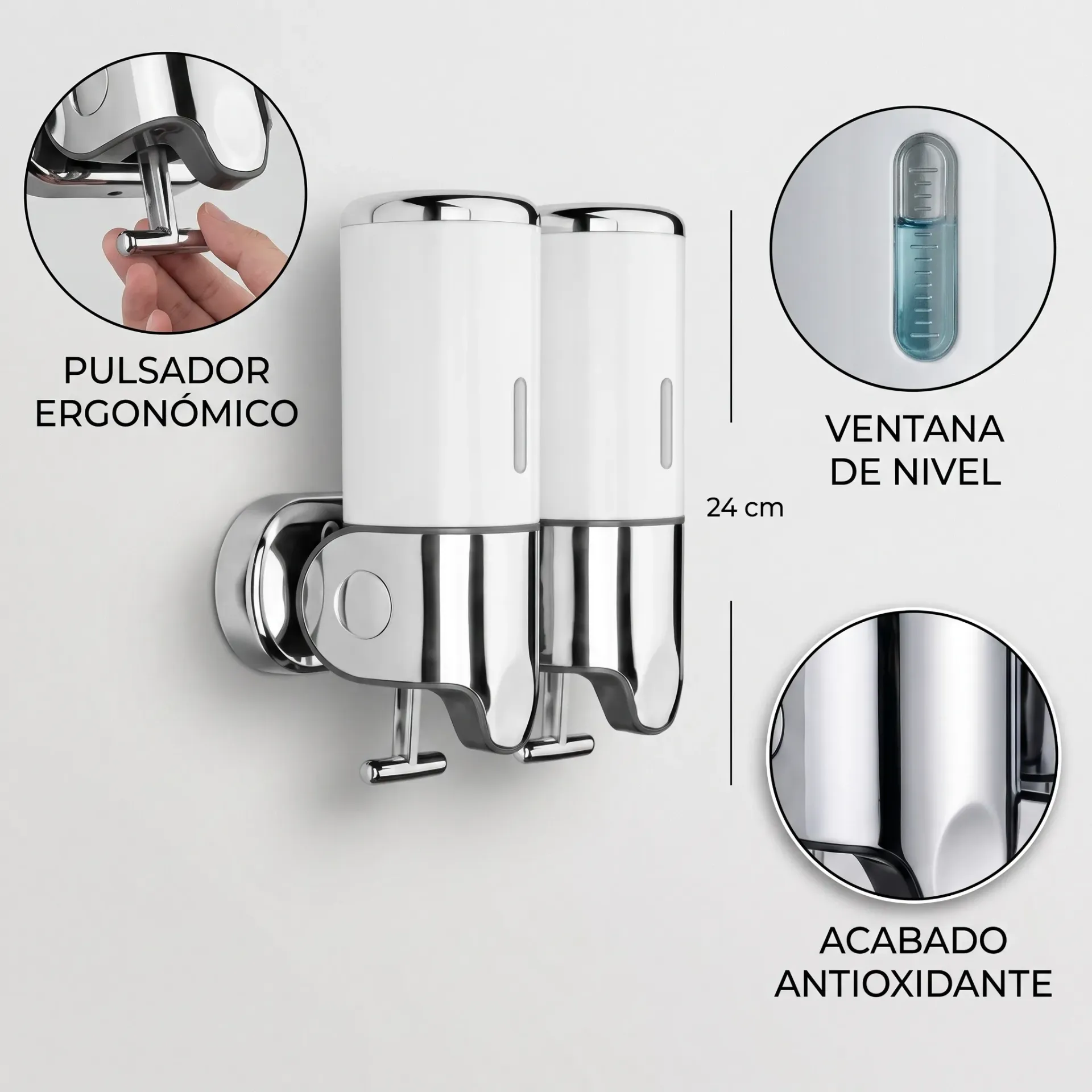 DISPENSER DE JABON LIQUIDO Y ENJUAGUE O SHAMPOO