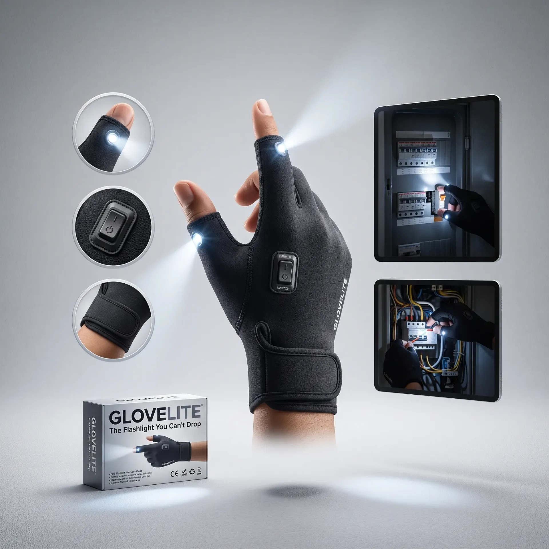 GUANTE CON LUZ LED LINTERNA