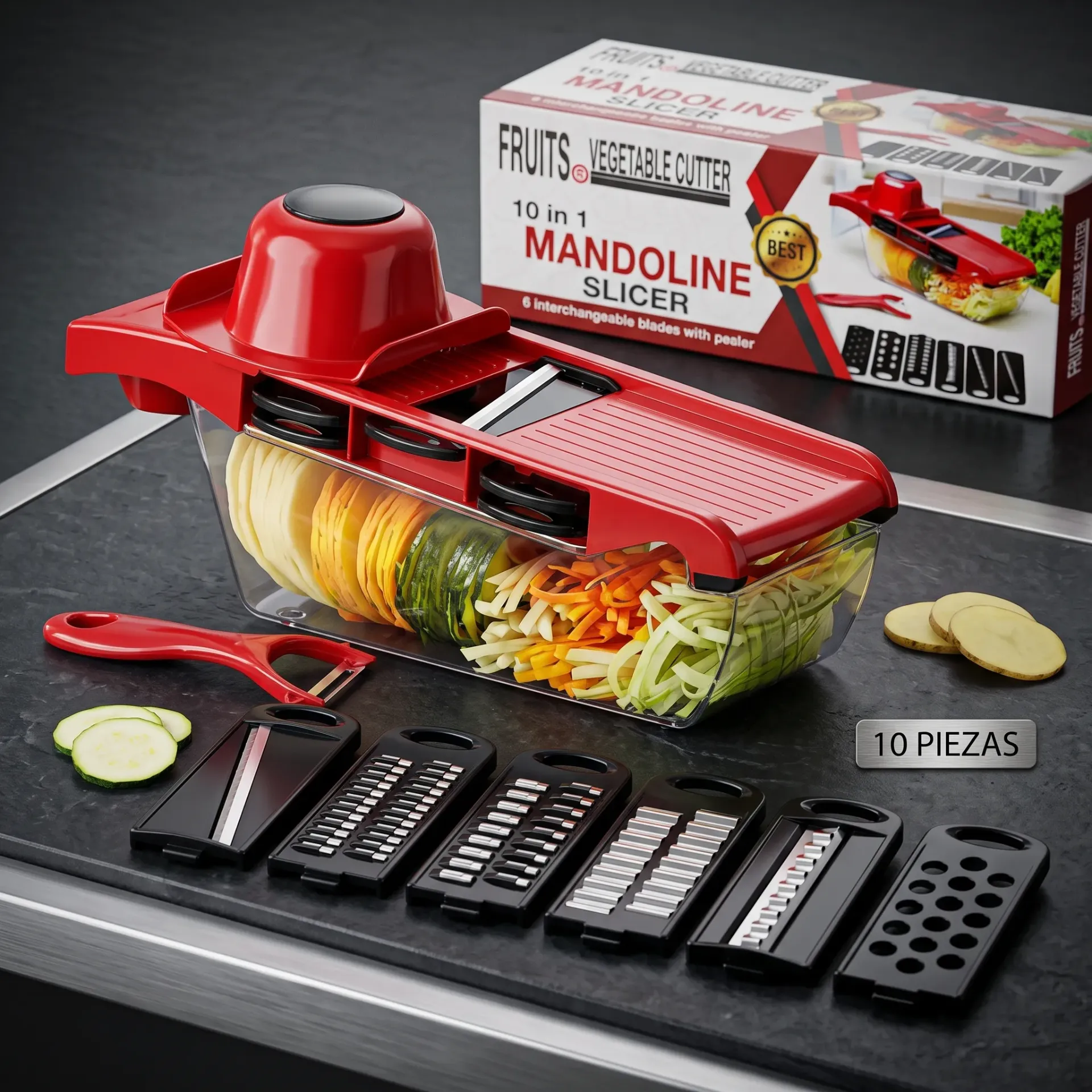 MANDOLINA PICADOR DE VERDURAS 10PCS