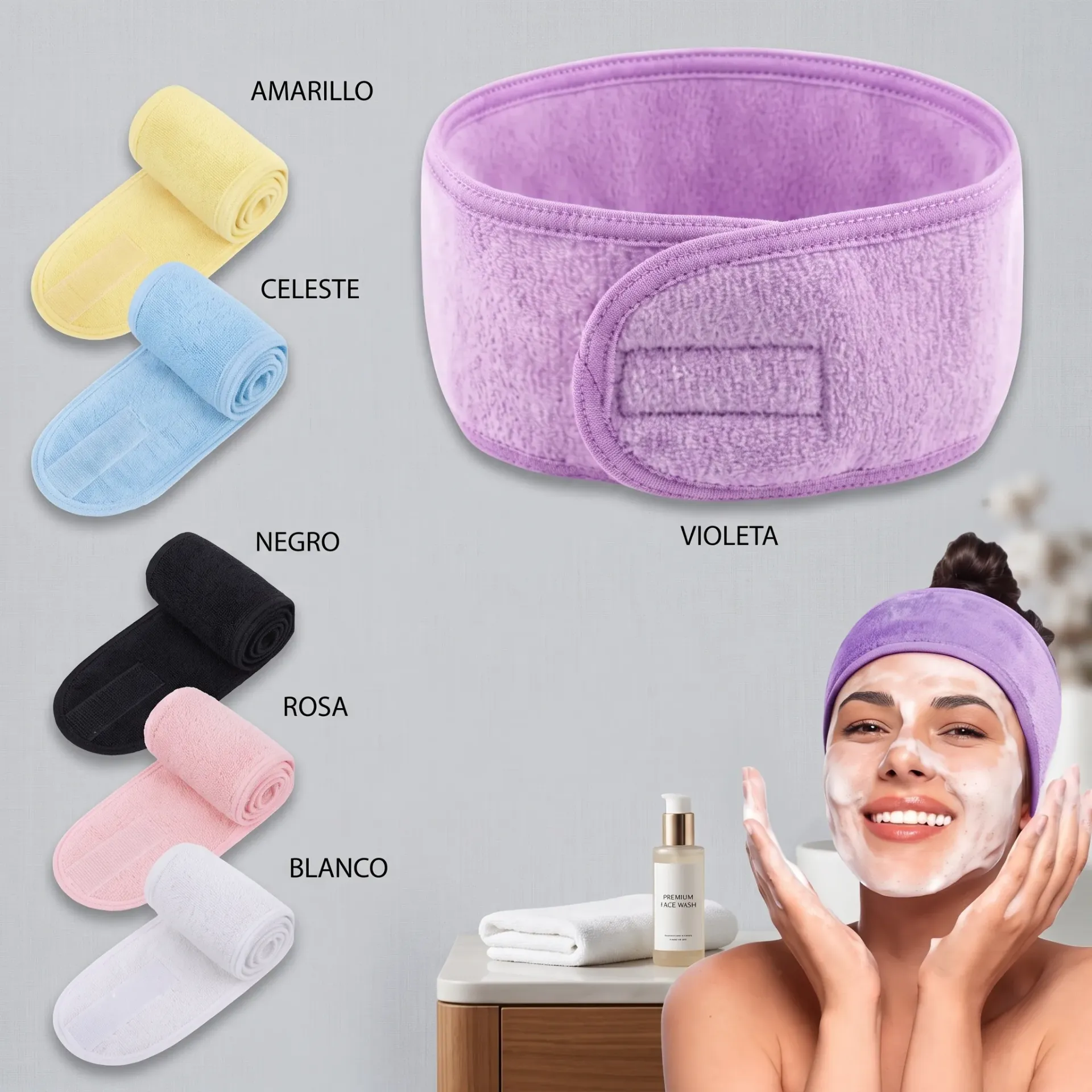 VINCHA AJUSTABLE DE MICROFIBRA
