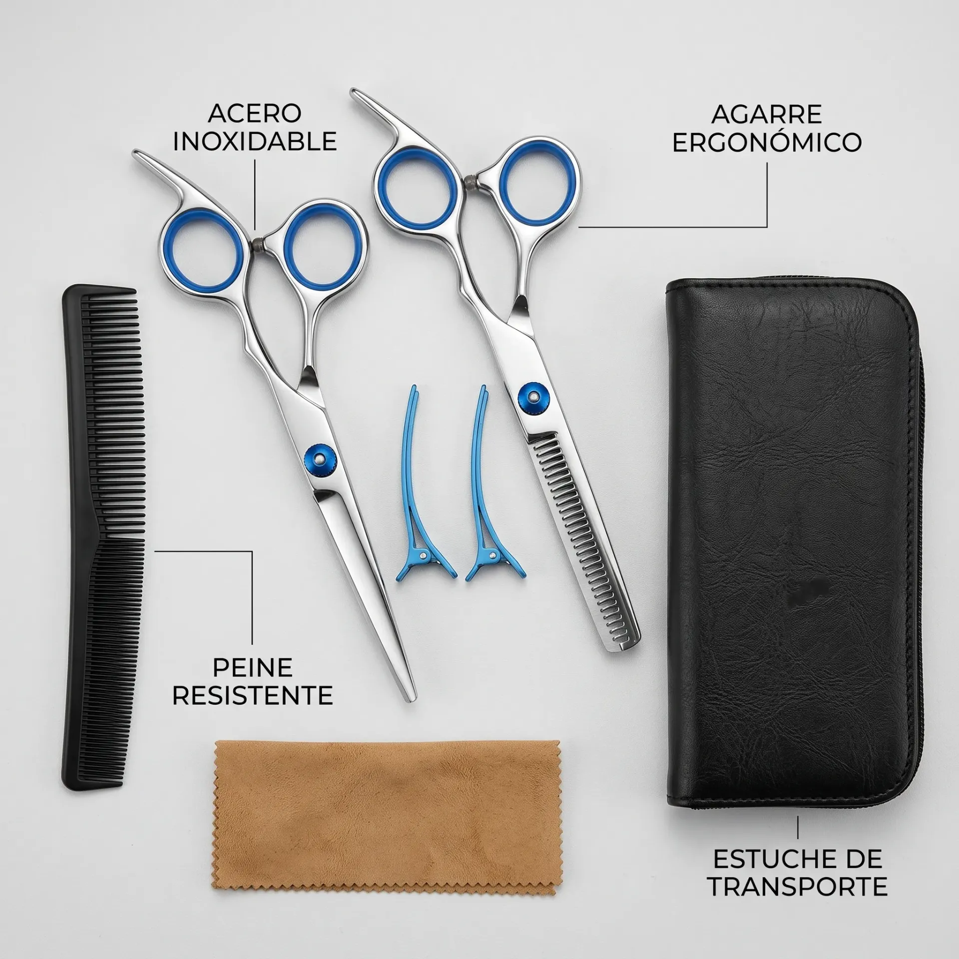 KIT DE TIJERAS PELUQUERIA PRO CON ESTUCHE