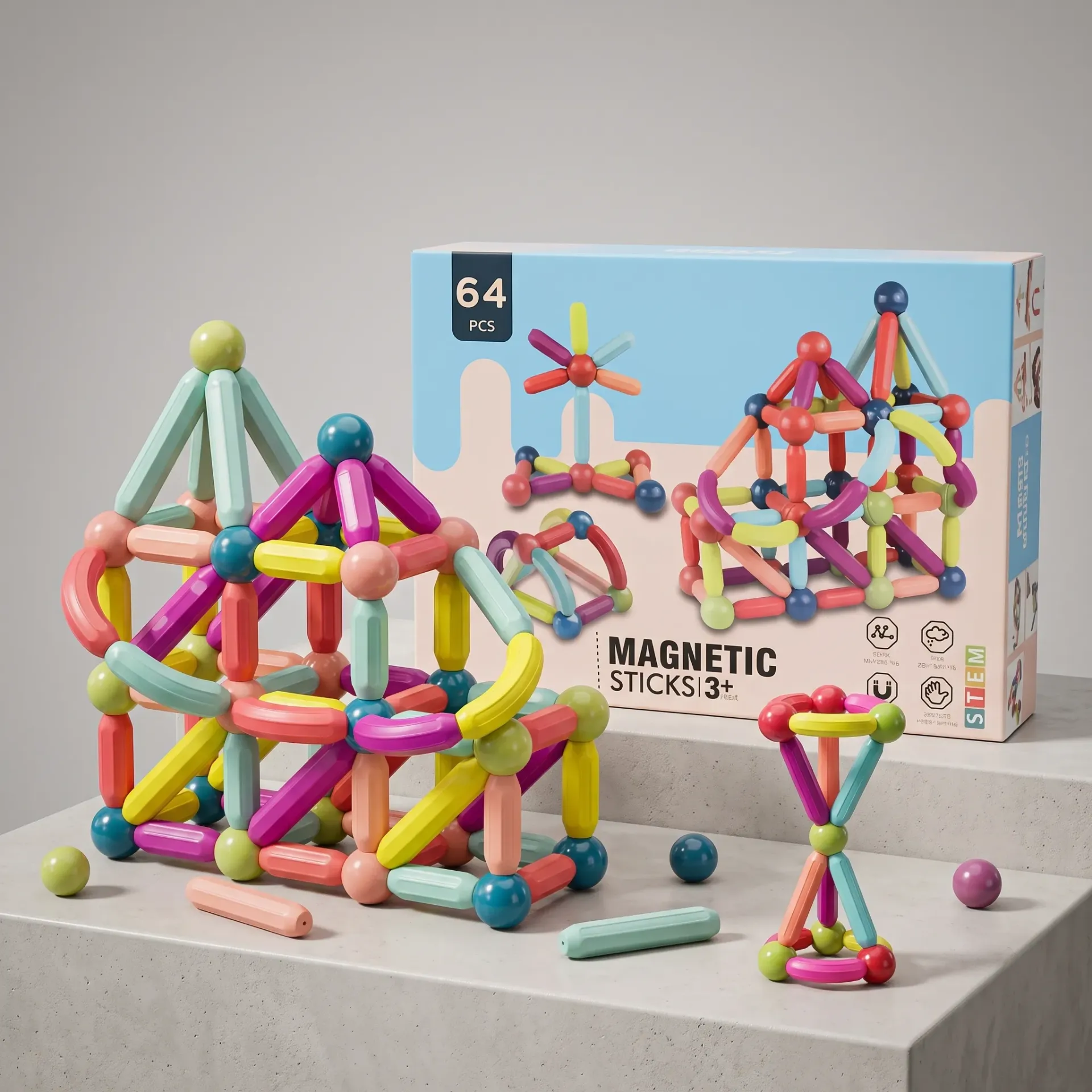 JUEGO MAGNETICO 64PCS