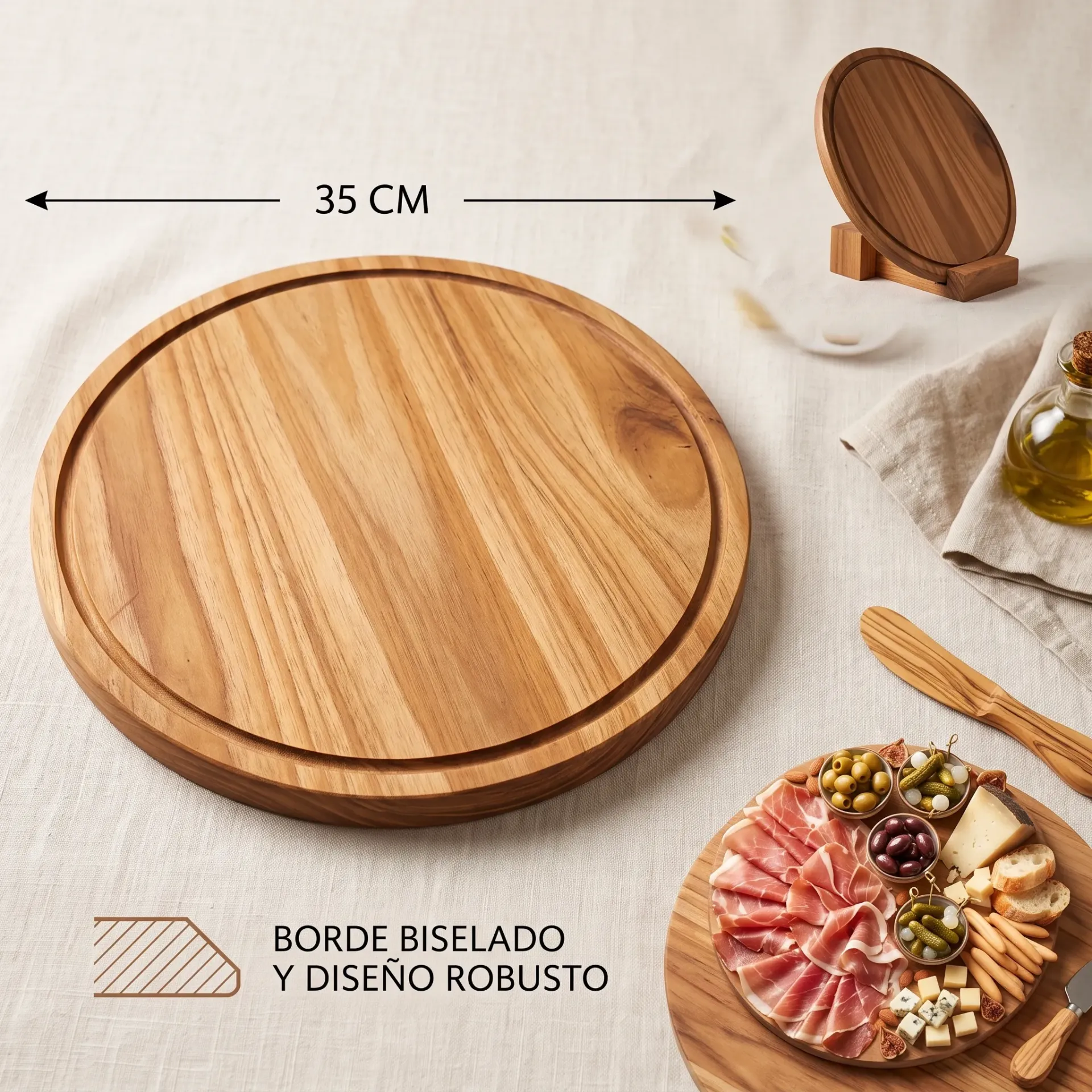 TABLA DE MADERA 35CM PIZZERA