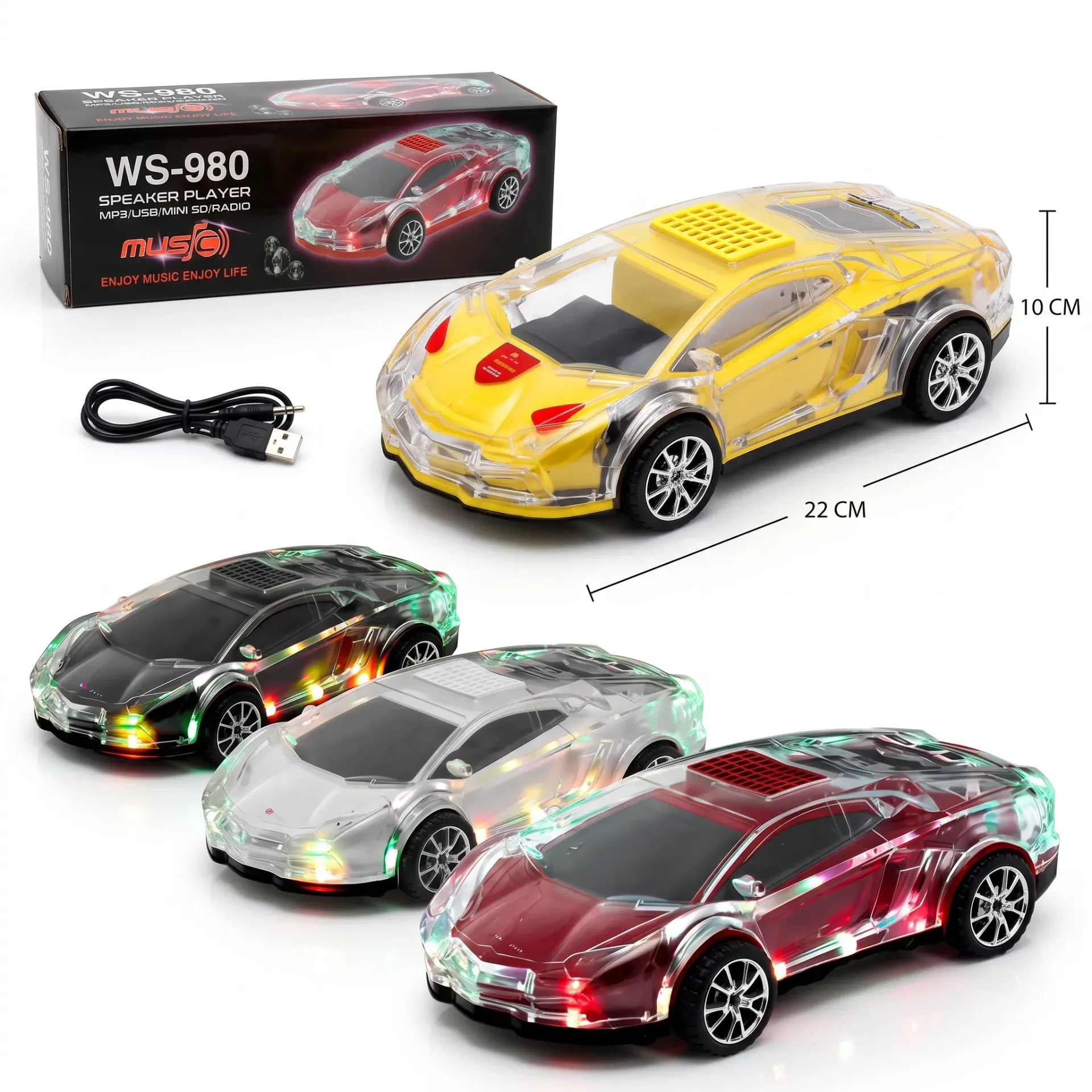 AUTO DEPORTIVO PARLANTE BT USB LUCES