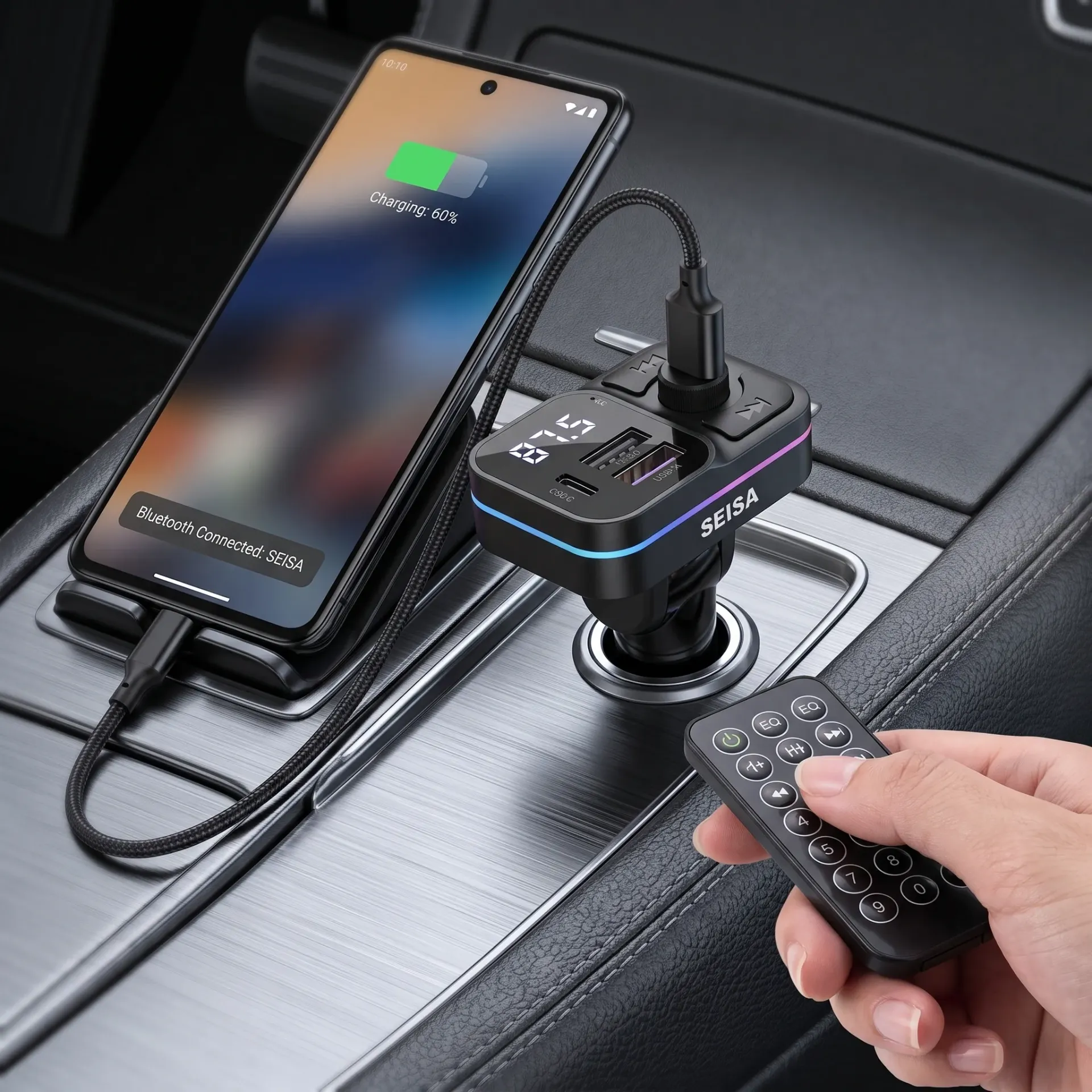 TRANSMISOR BLUETOOTH CON CONTROL Y CARGADOR