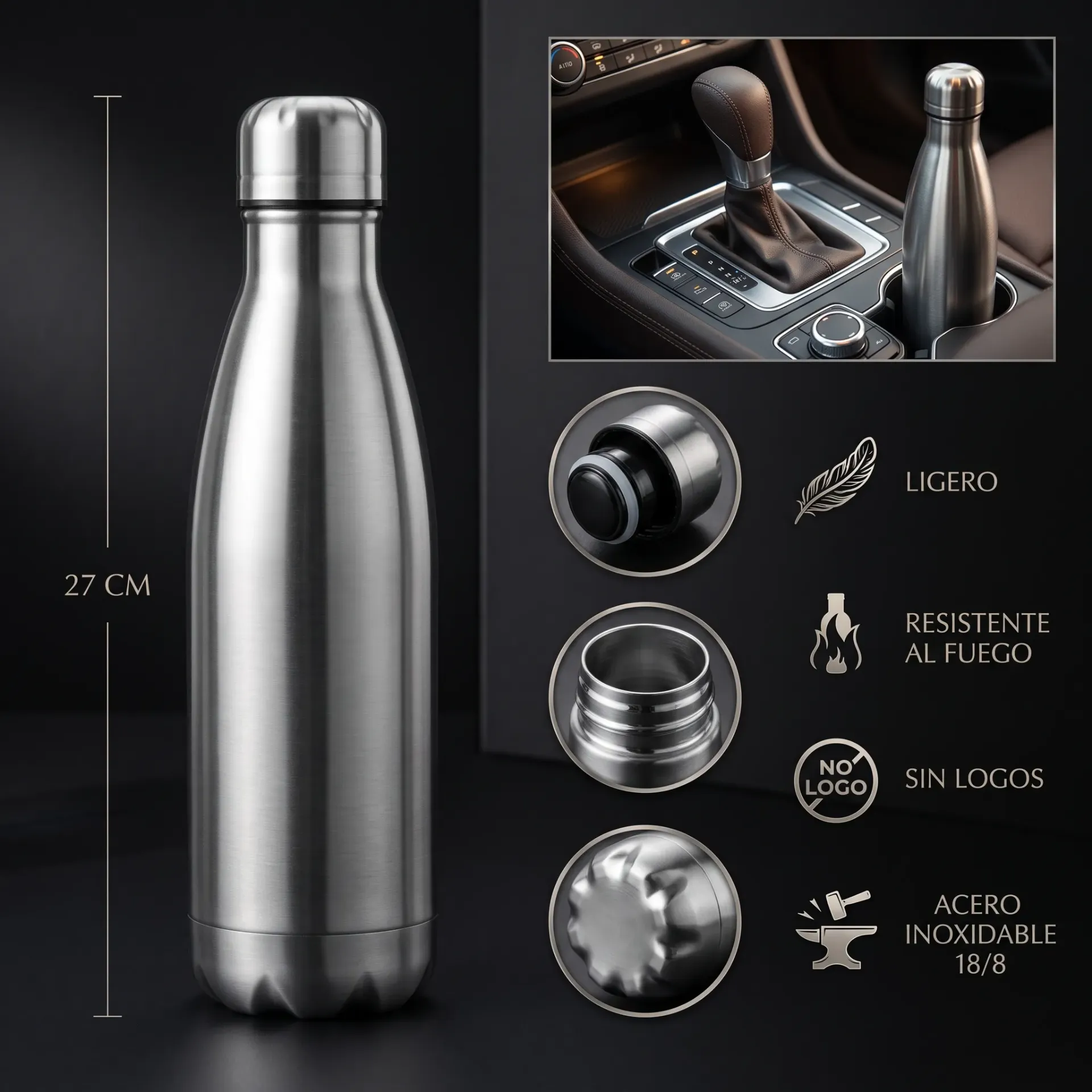 BOTELLA DE ACERO INOXIDABLE 750ML