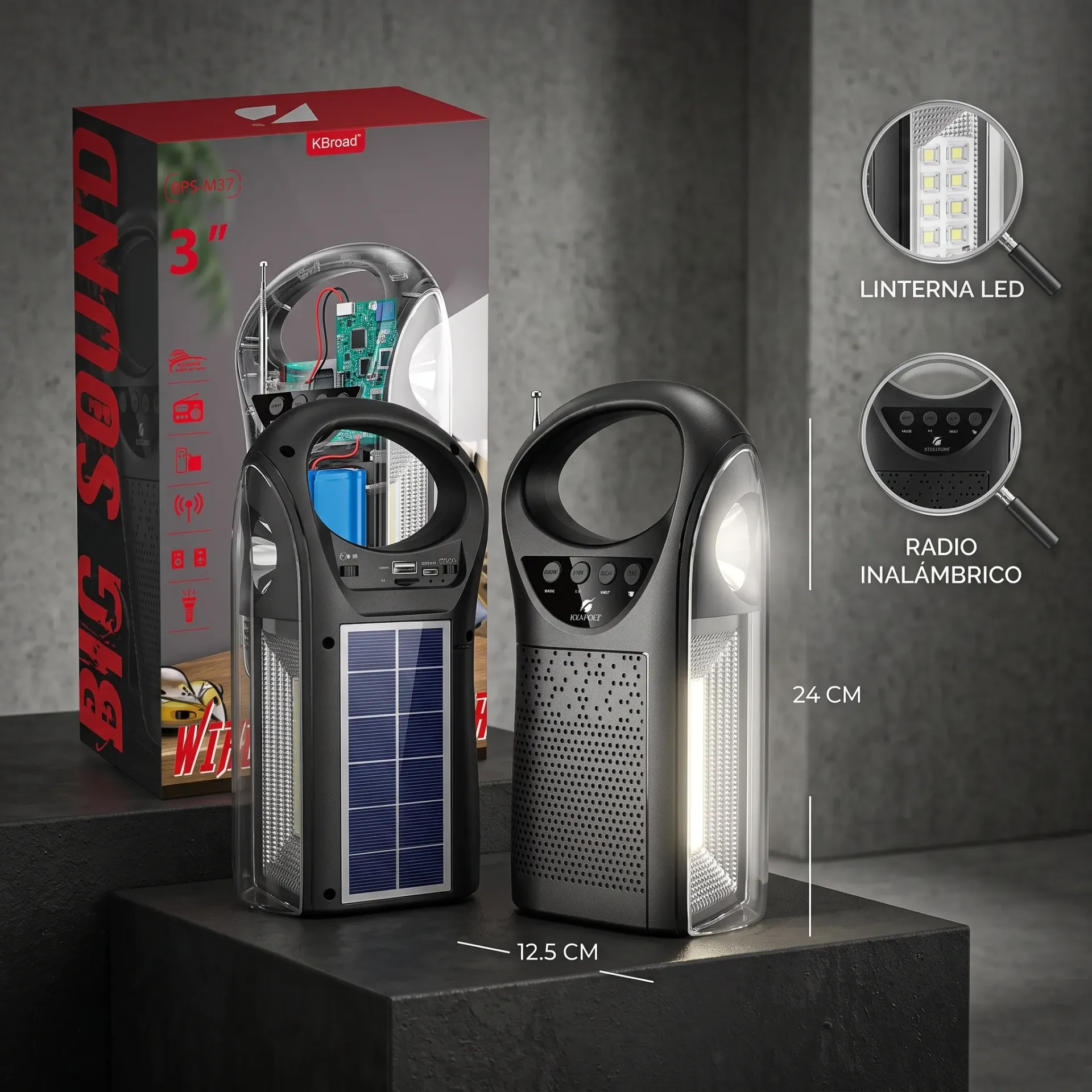 PARLANTE BLUETOOTH SOLAR CON LINTERNA