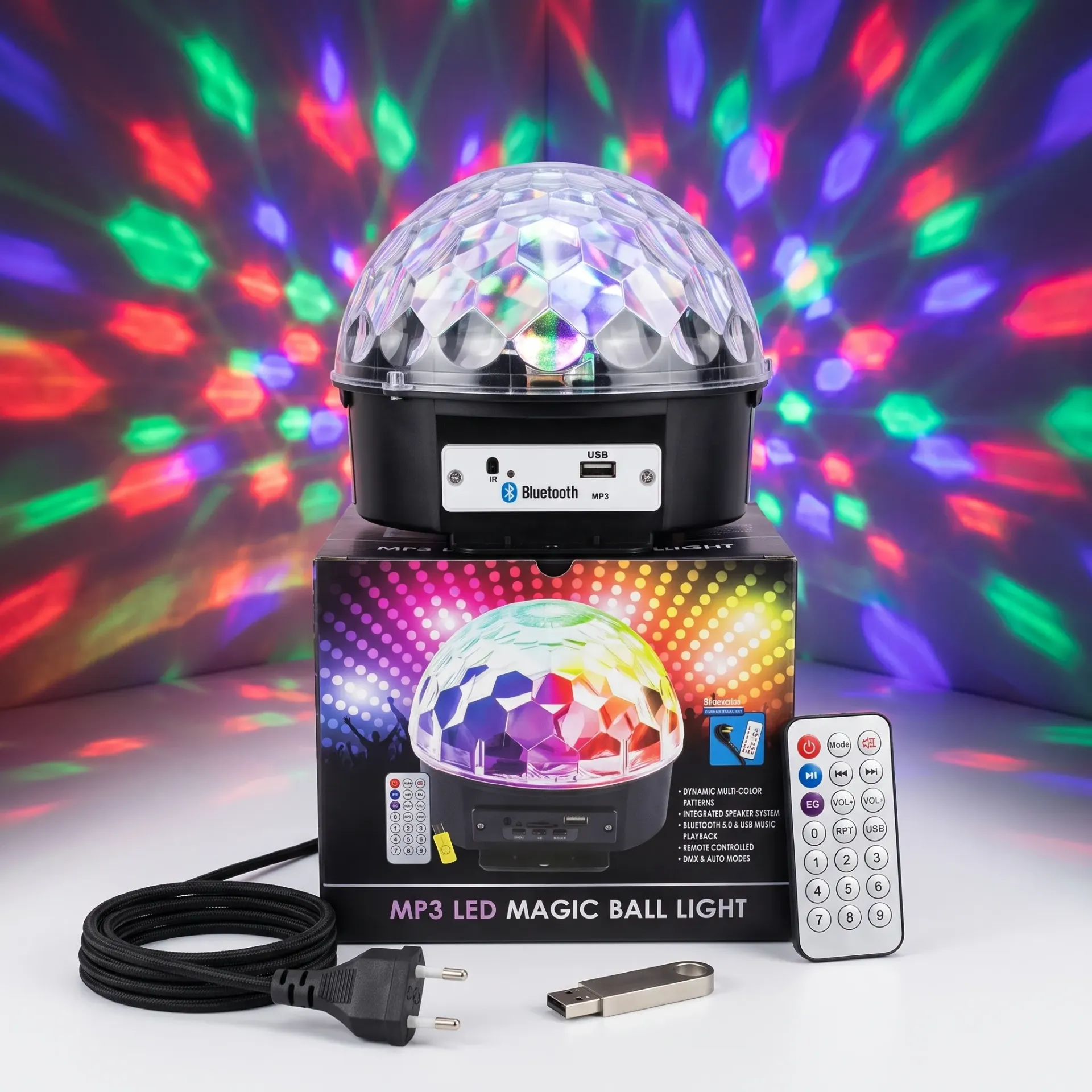 [DIC1010] MEDIA ESFERA BOLICHERA CON BLUETOOTH Y LUCES