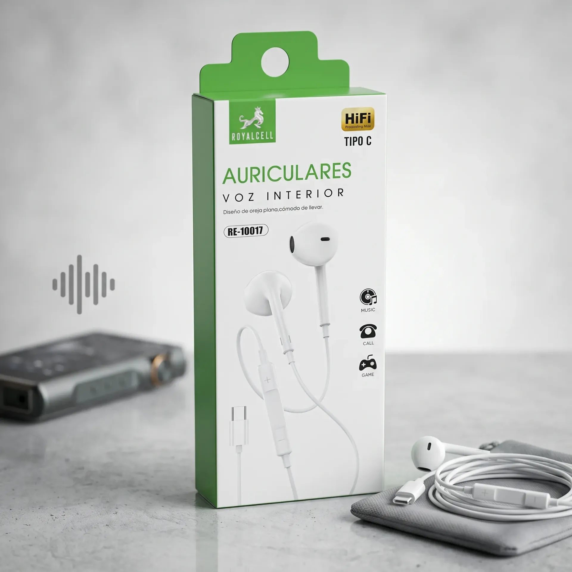 AURICULAR ROYALCELL CON CABLE TIPO C