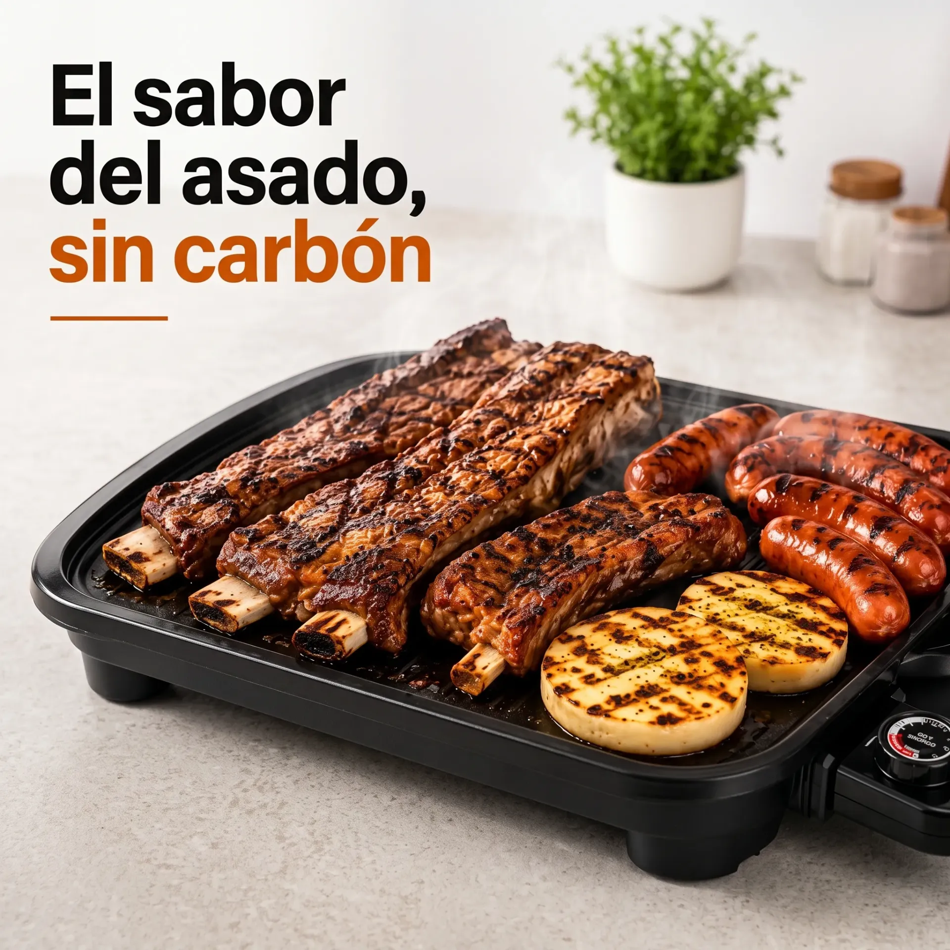 PARRILLA ELECTRICA ANTIADHERENTE RINDE HASTA 5 PERSONAS 5 NIVELES DE TEMPERATURA