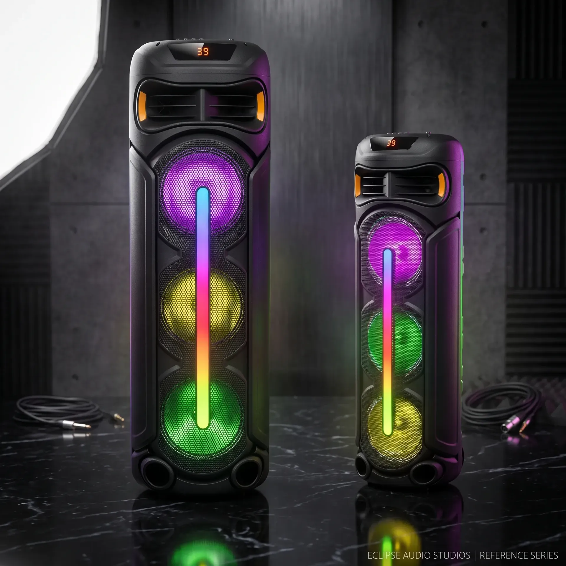PARLANTE BLUETOOTH 8" X 3 C/MICROFONO INALAMBRICO Y LUCES LED