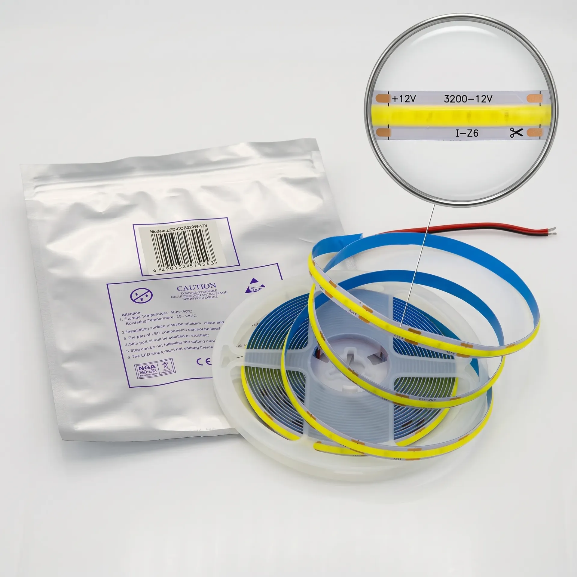 TIRA DE LED COB 320W BLANCO FRIO 12V 5MTS