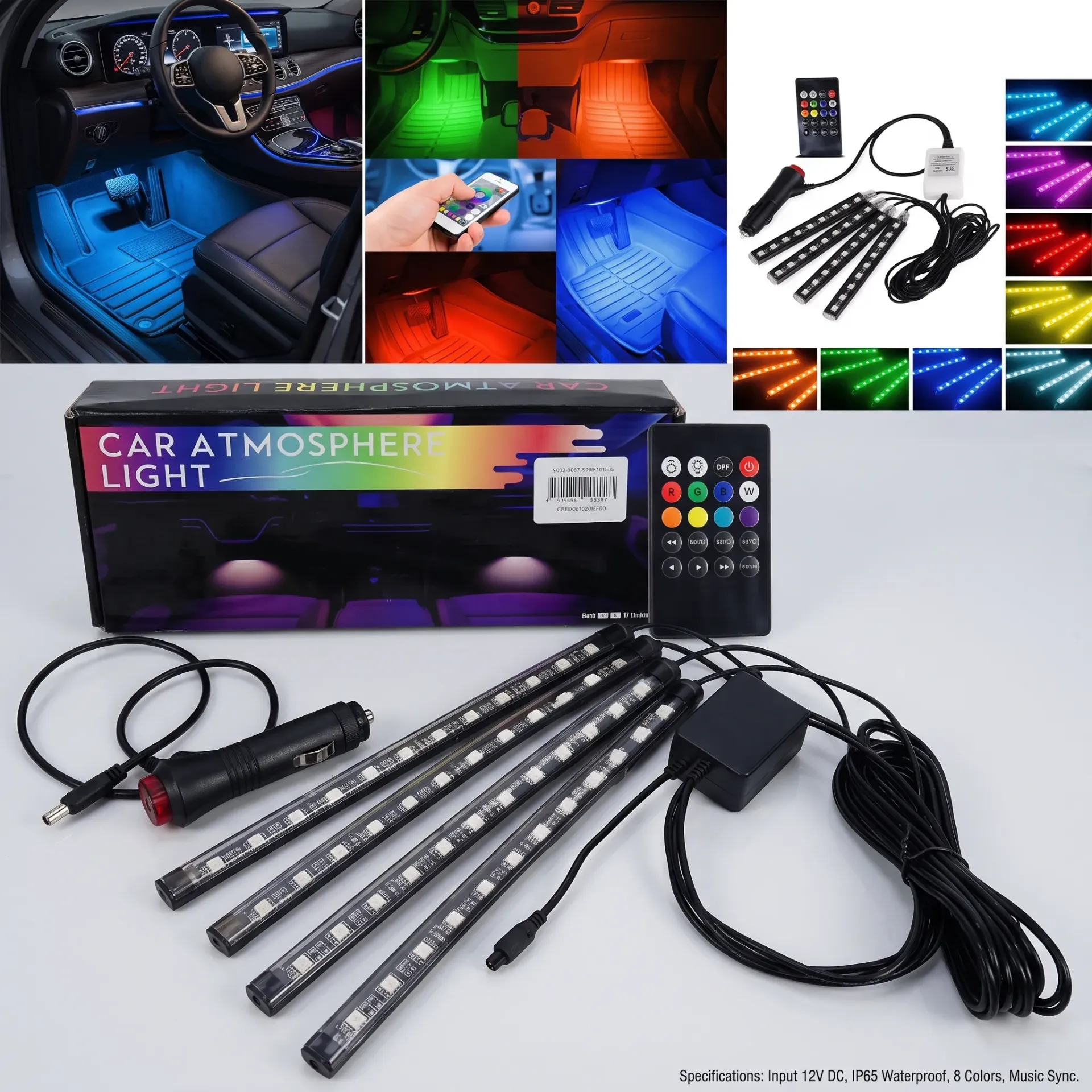 TIRA DE LED X 4 PARA AUTO AUDIORRITMICA CONTROL