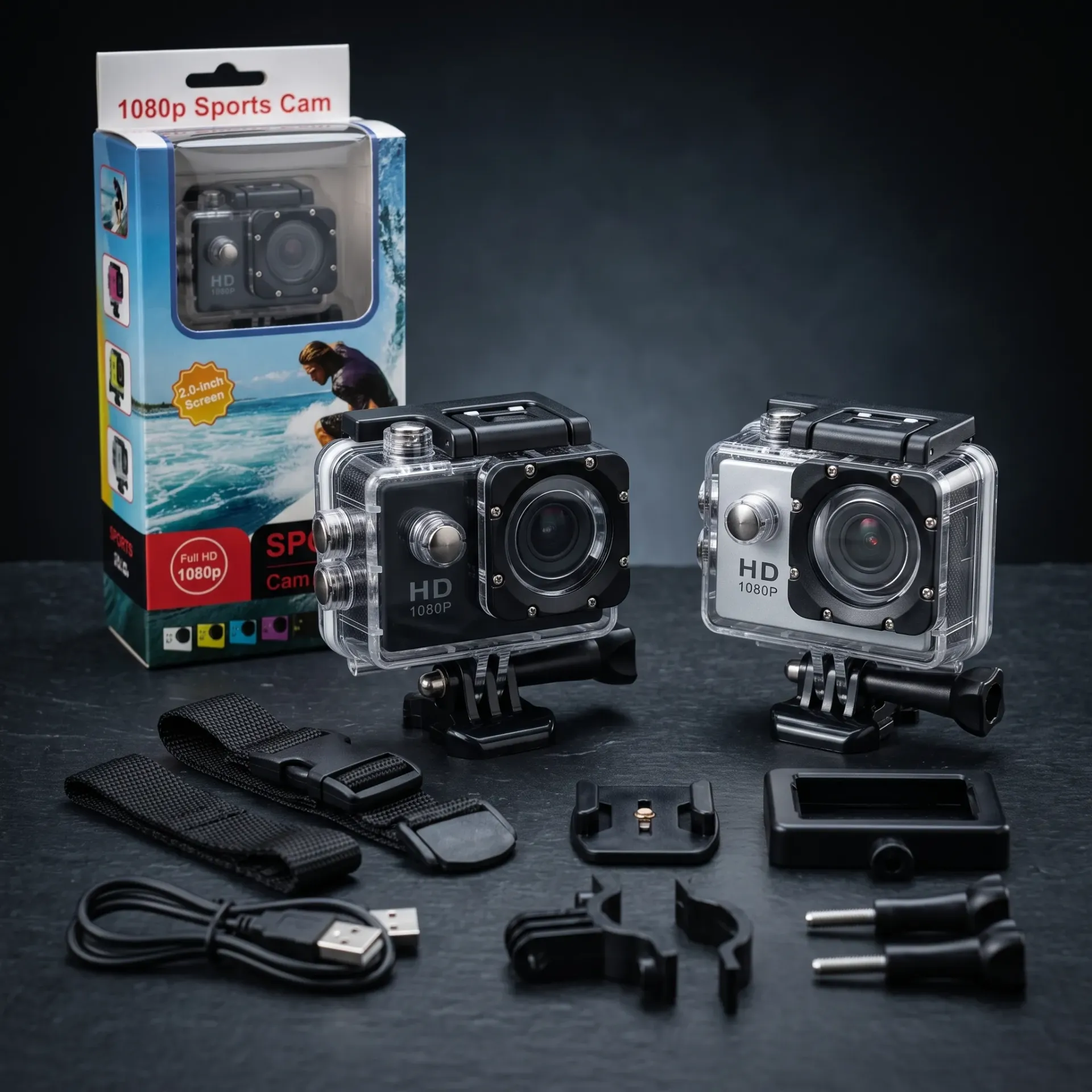 CAMARA TIPO GO PRO SUMERGIBLE CON ACCESORIOS