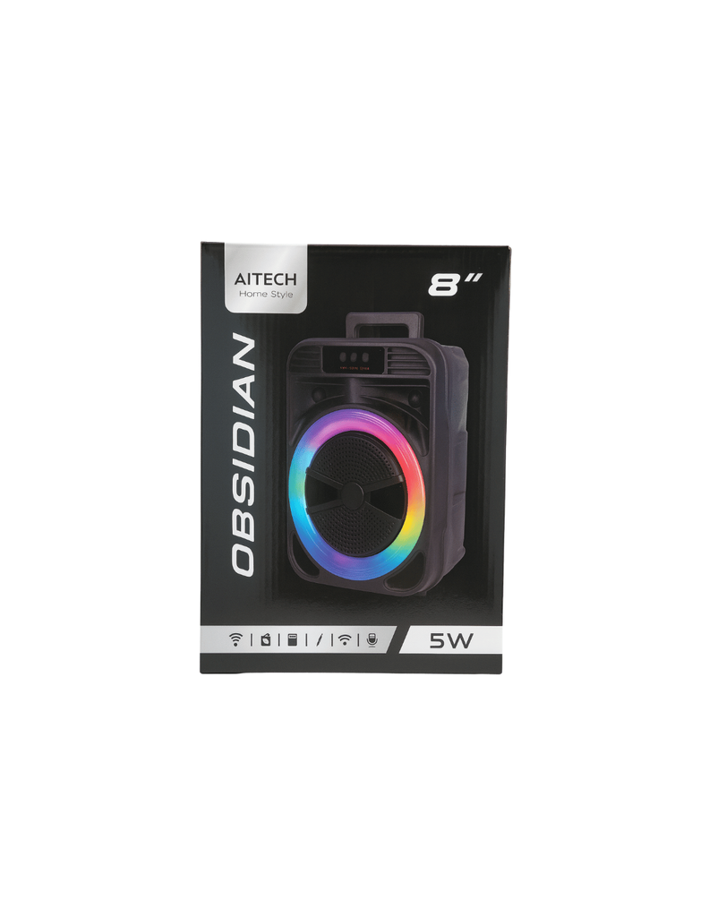 PARLANTE BLUETOOTH 8" OBSIDIAN CON LUZ RGB