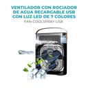 VENTILADOR RECARGABLE CON ROCIADOR DE AGUA Y LUZ