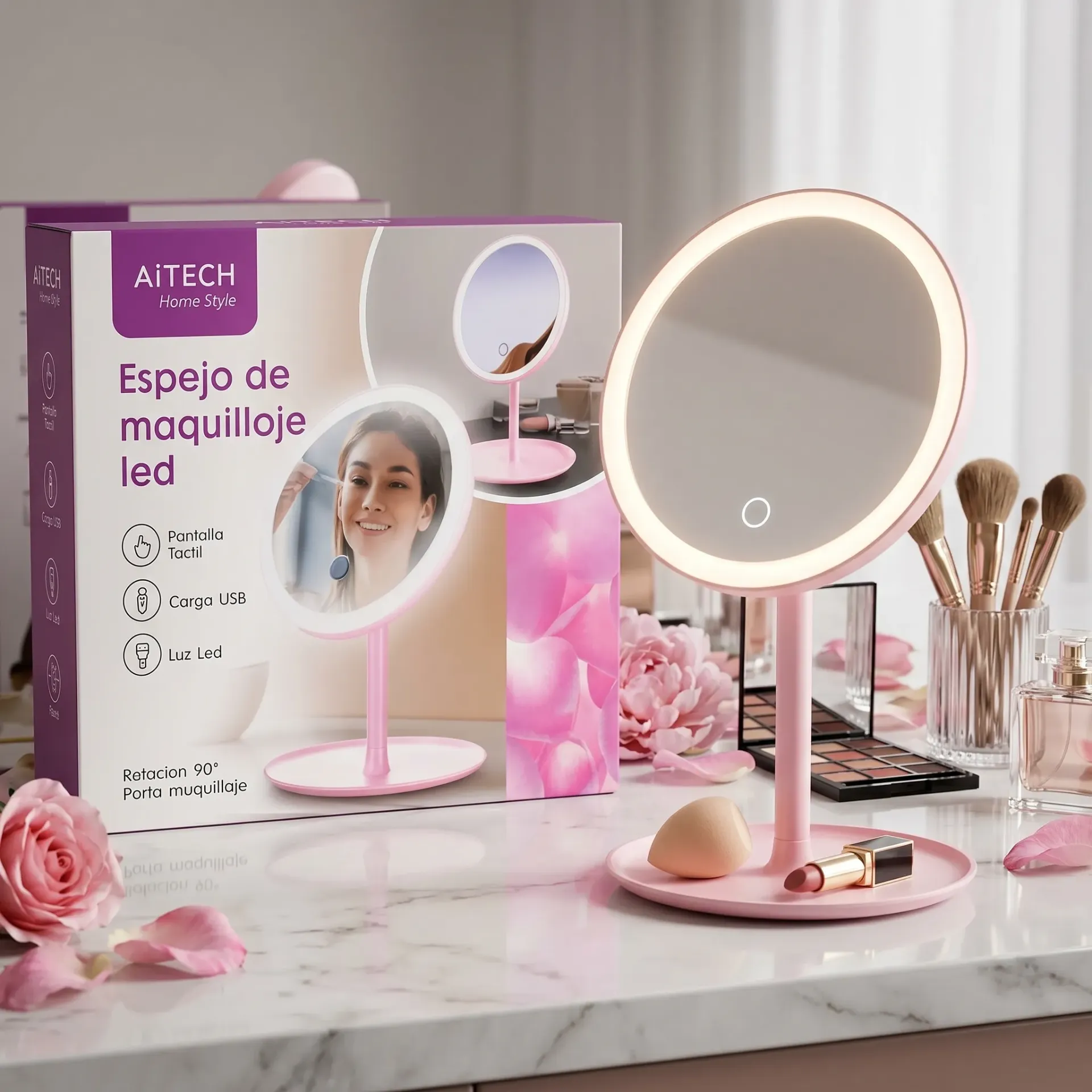 ESPEJO LED MAQUILLAJE AITECH REGULABLE